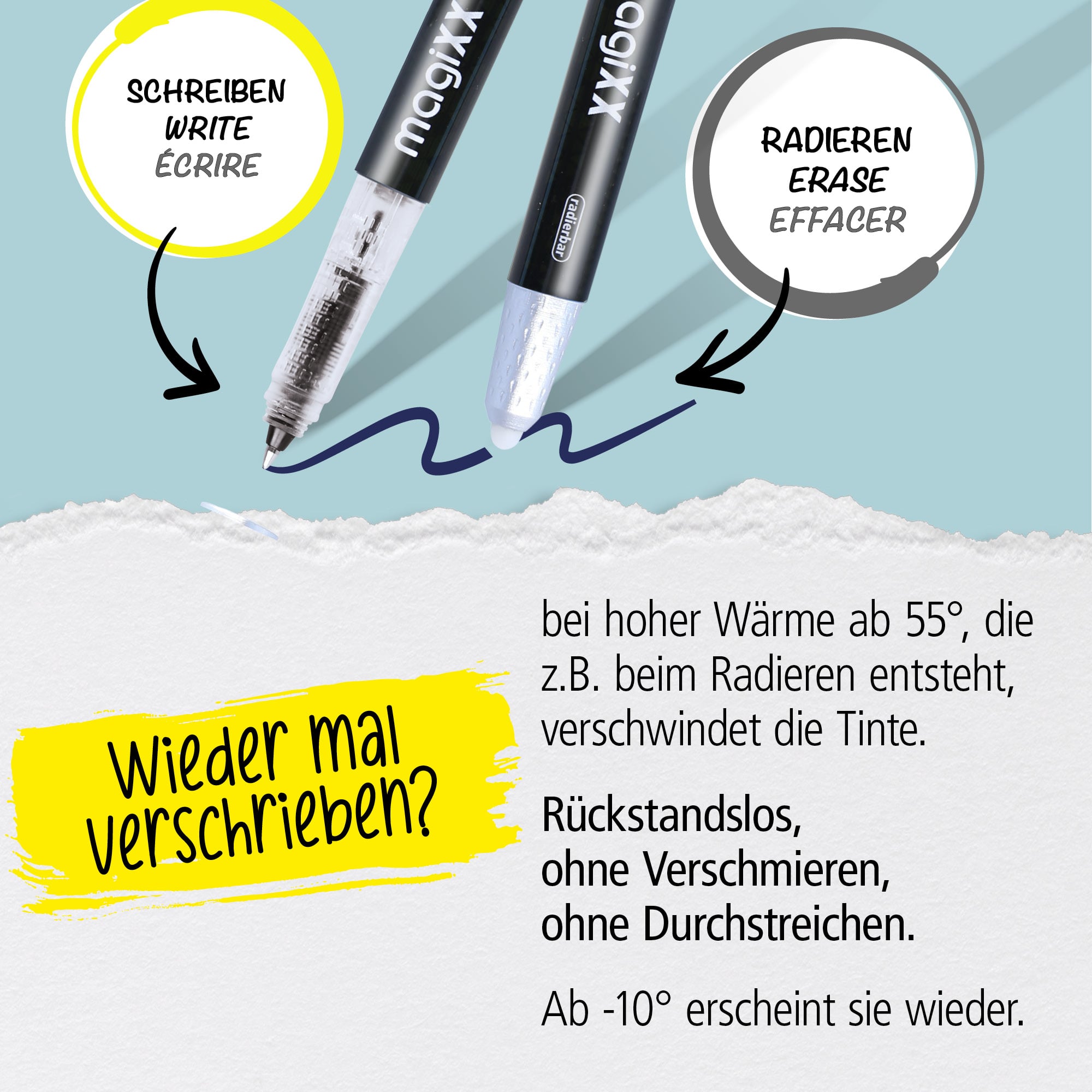 Radierbarer Patronenrollerball ONLINE magiXX Blue inkl. Tintenpatronen
