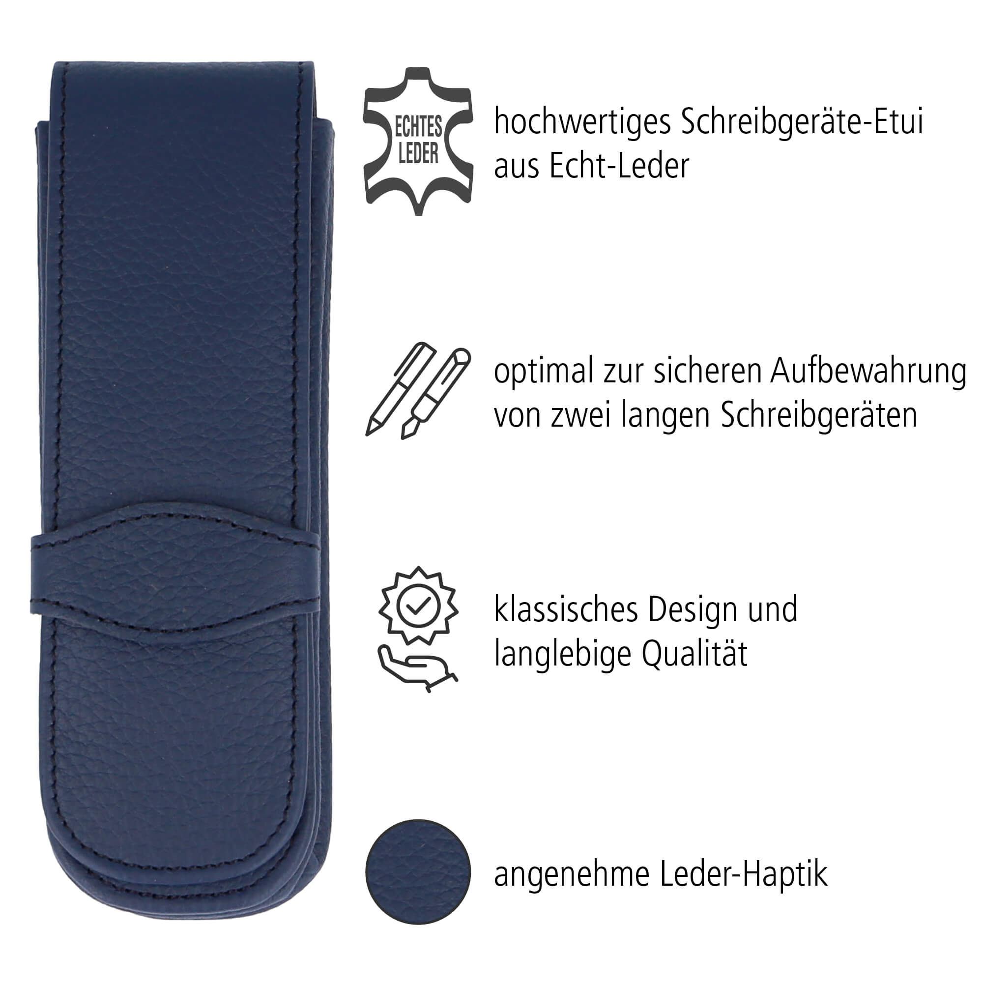 Lederetui Blau für 2 Stifte
