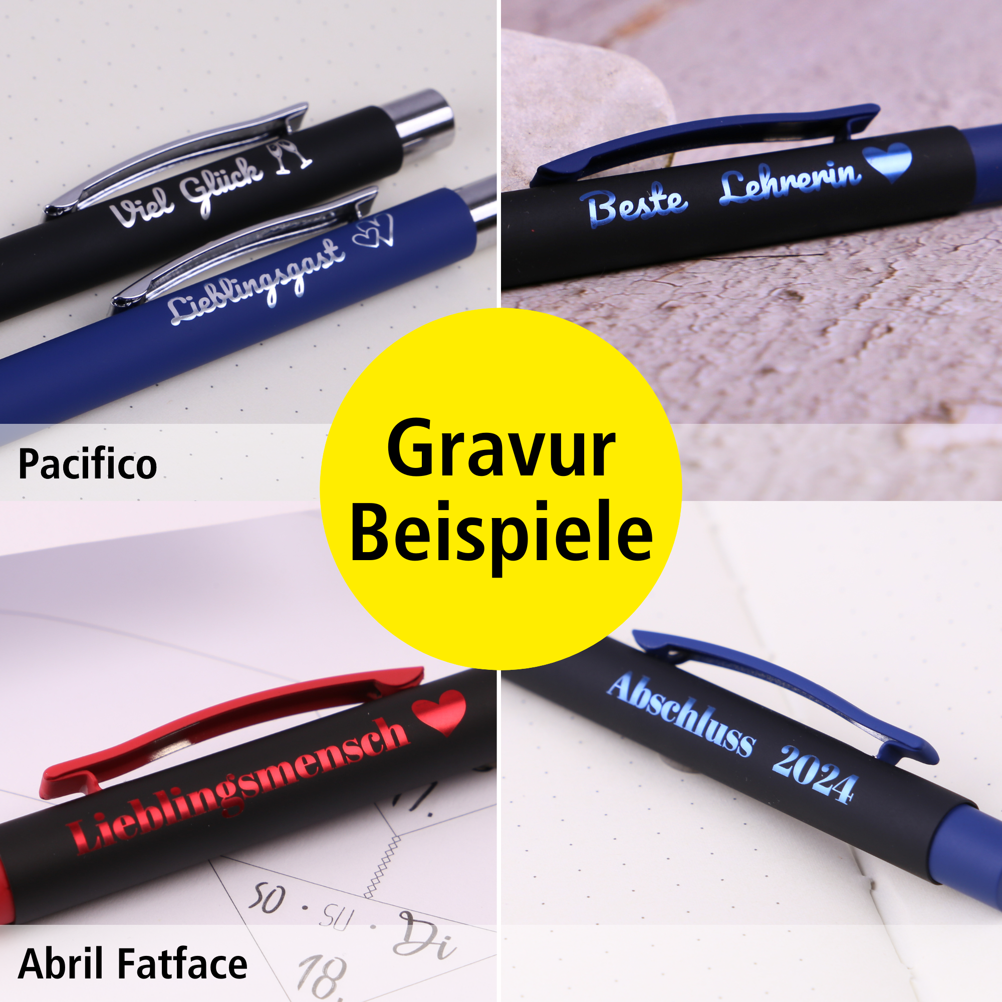 Kugelschreiber Soft Metal Black'n Blue, personalisiert mit Gravur