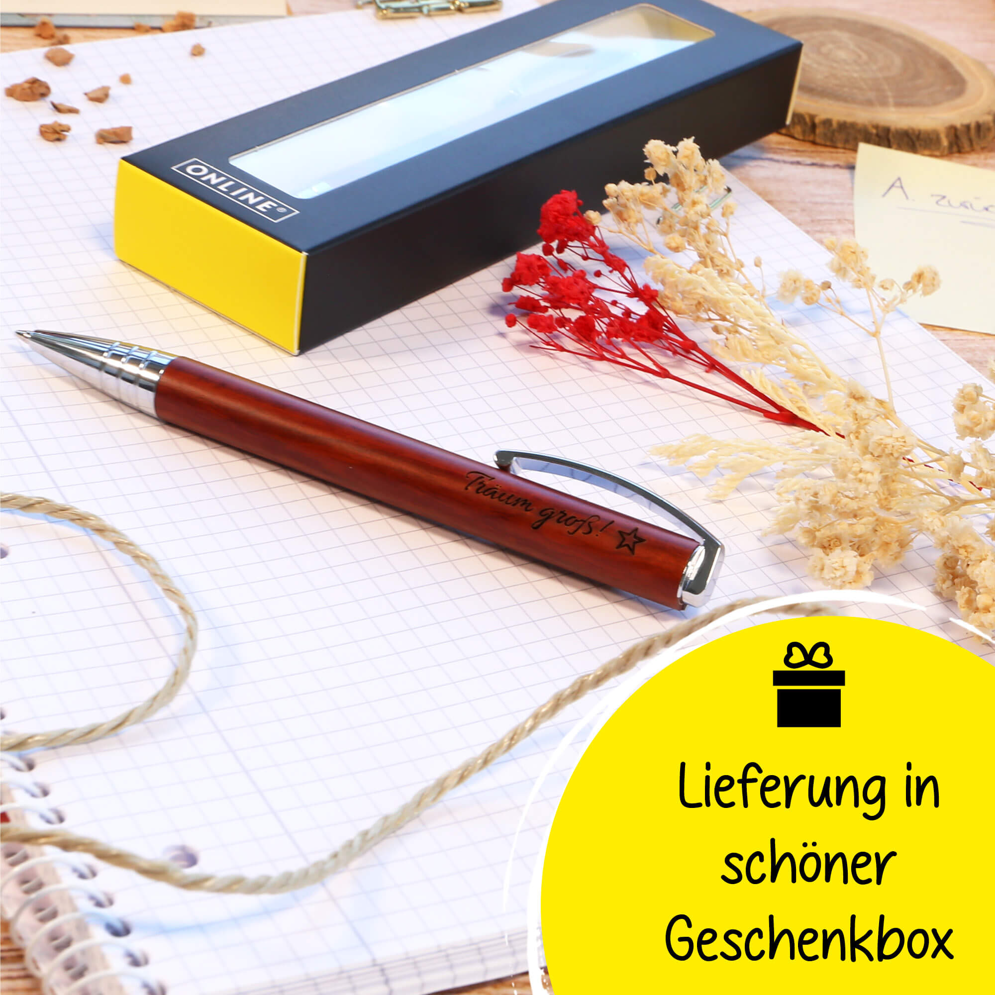 Kugelschreiber Vision Nature Rosewood, mit Wunschgravur