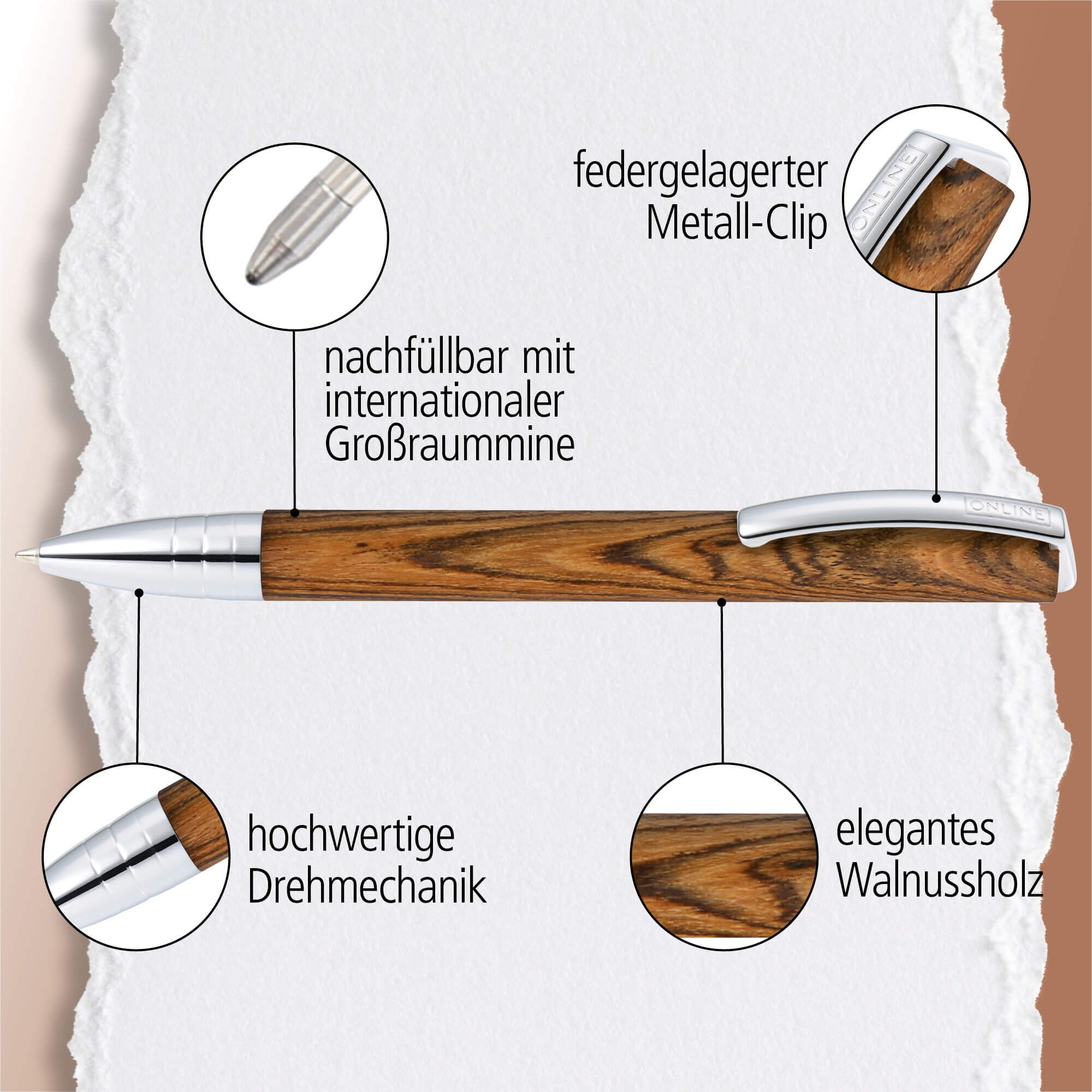 Kugelschreiber Vision Nature Walnut, in Geschenkbox