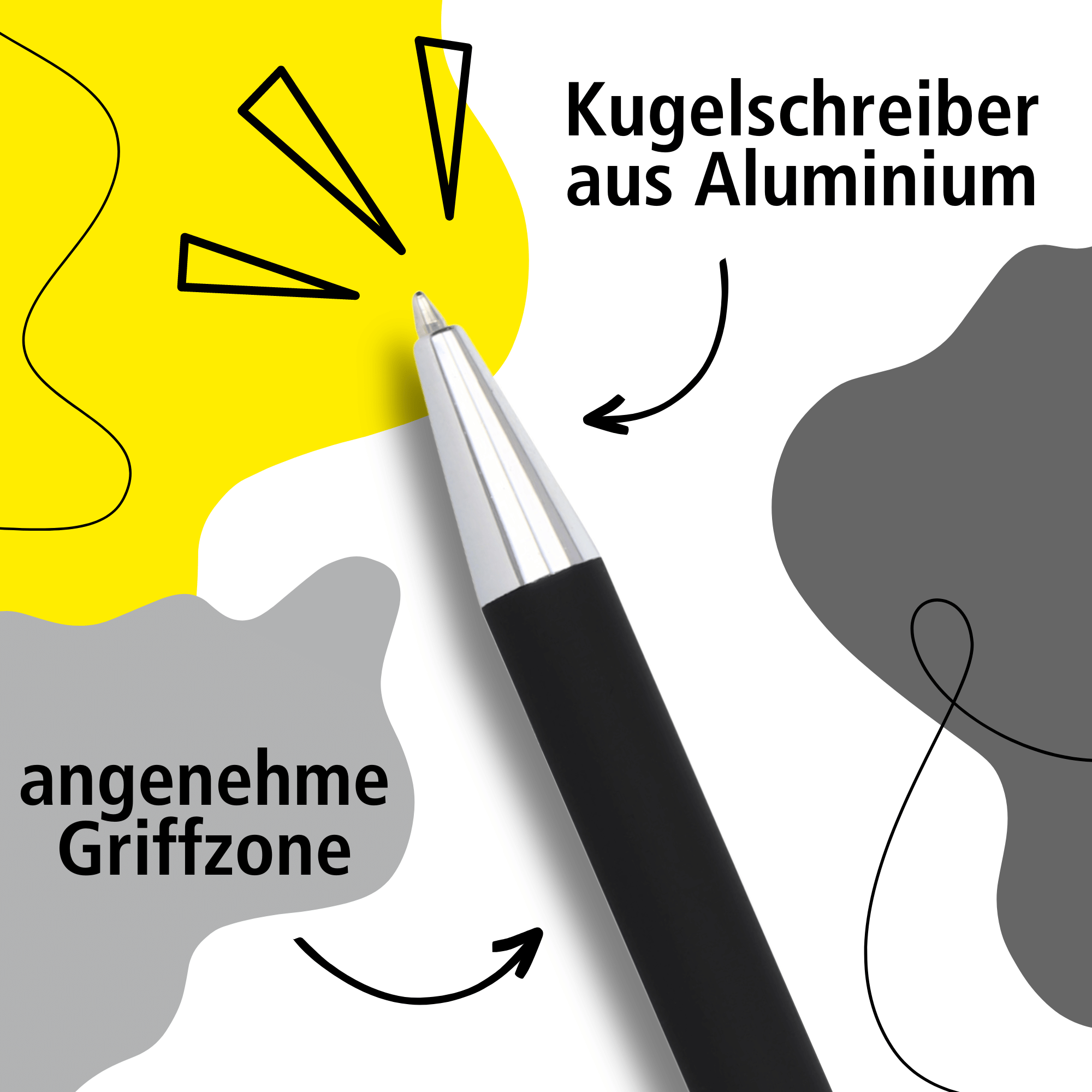 Kugelschreiber Soft Metal Classic Black, personalisiert mit Gravur
