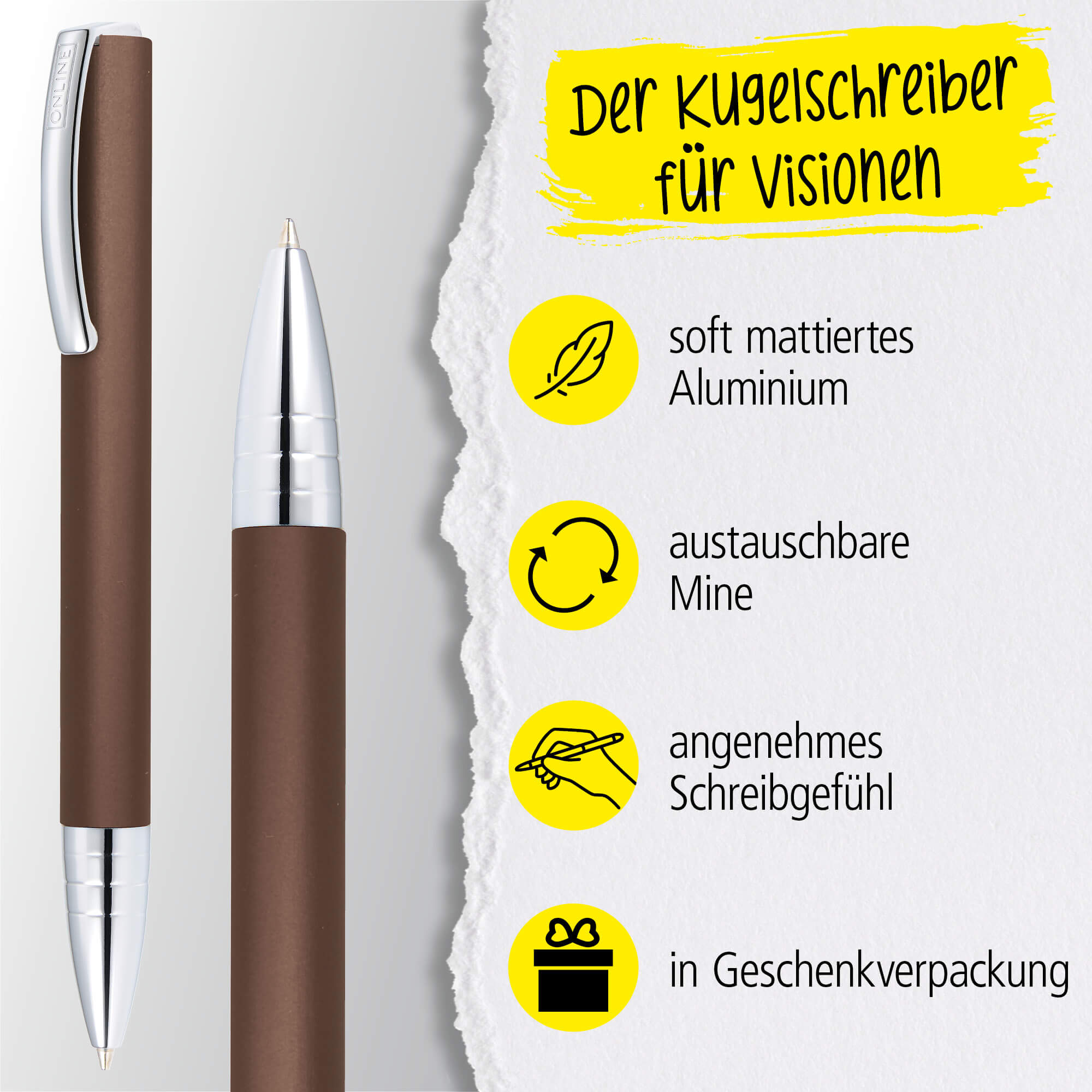 Kugelschreiber Vision Cognac, mit Wunschgravur