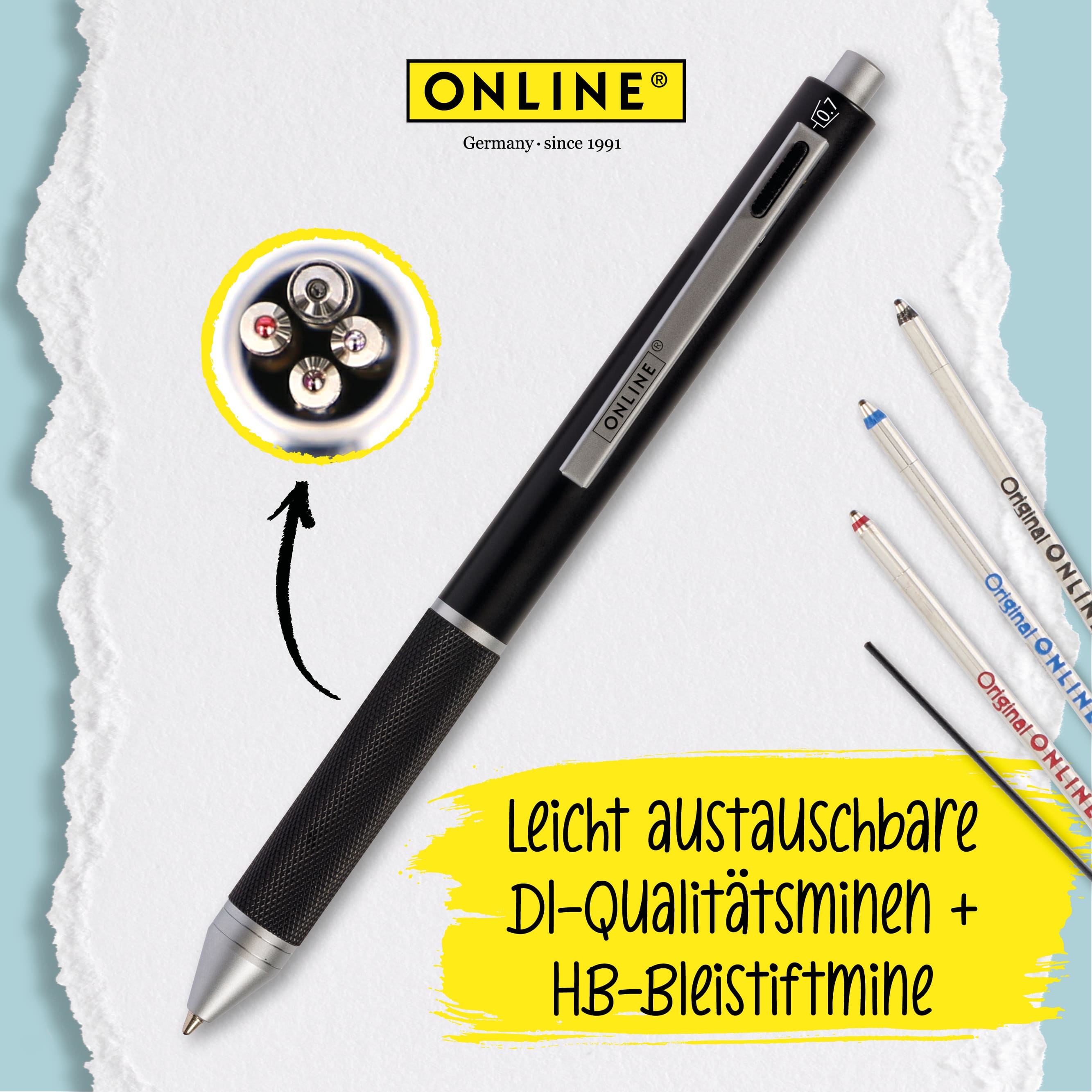 Multipen 4-in-1 Black, inkl. Ersatzminen in Box