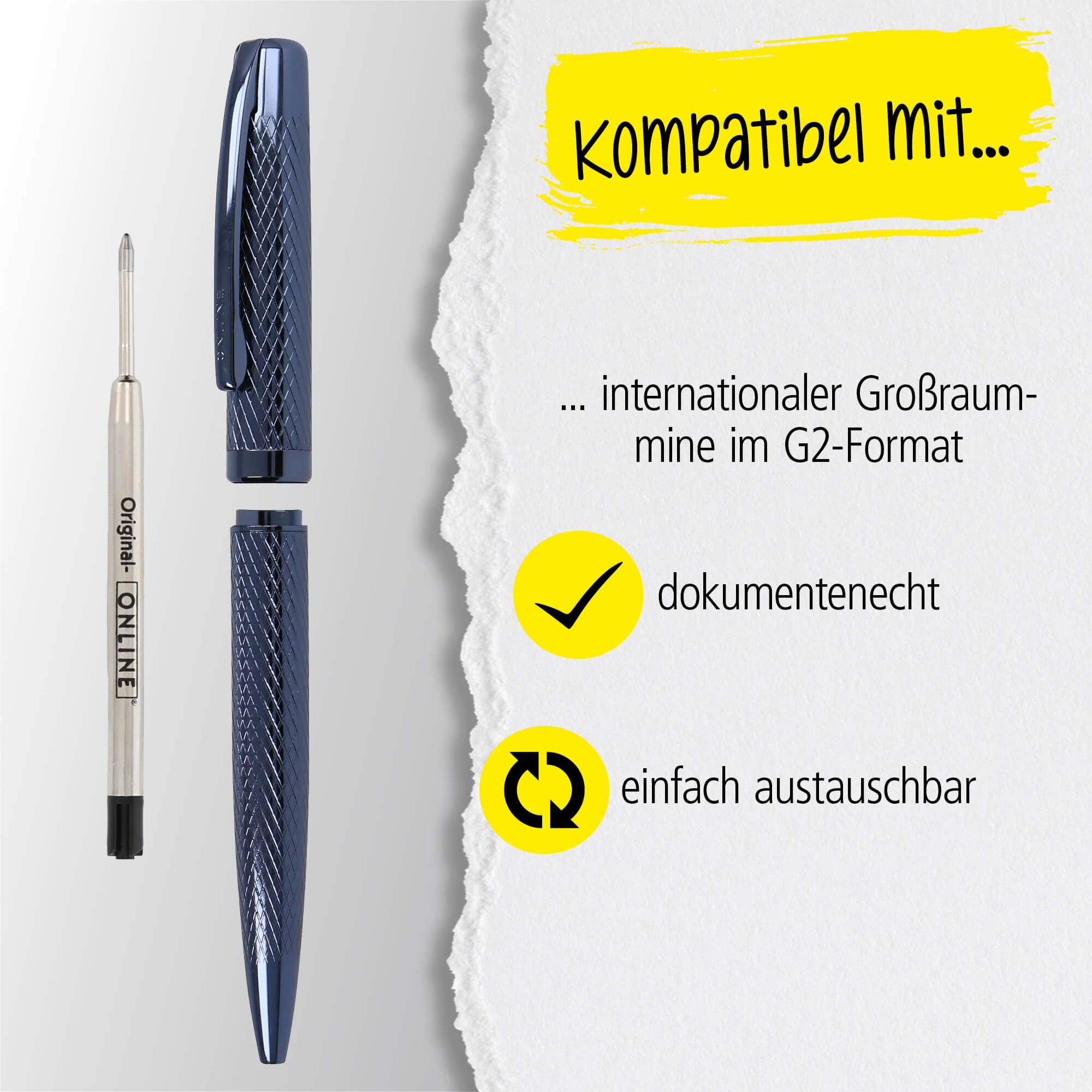 Drehkugelschreiber Eleganza Diamond Night, aus Metall, auswechselbare Großraummine Schreibfarbe Schwarz dokumentenecht, inkl. Geschenkverpackung