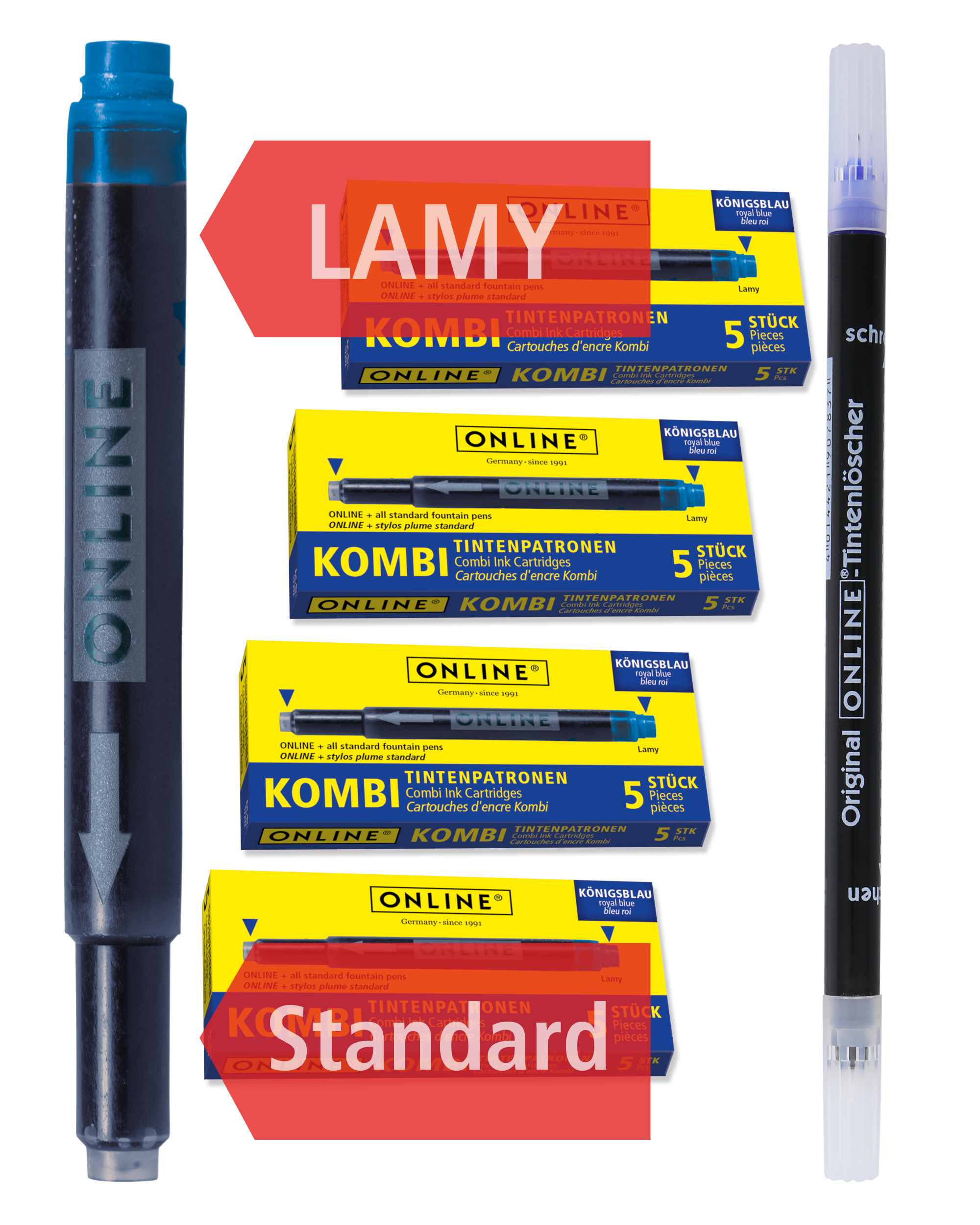 20x Kombi-Tintenpatronen blau inkl. Tintenlöscher im Set
