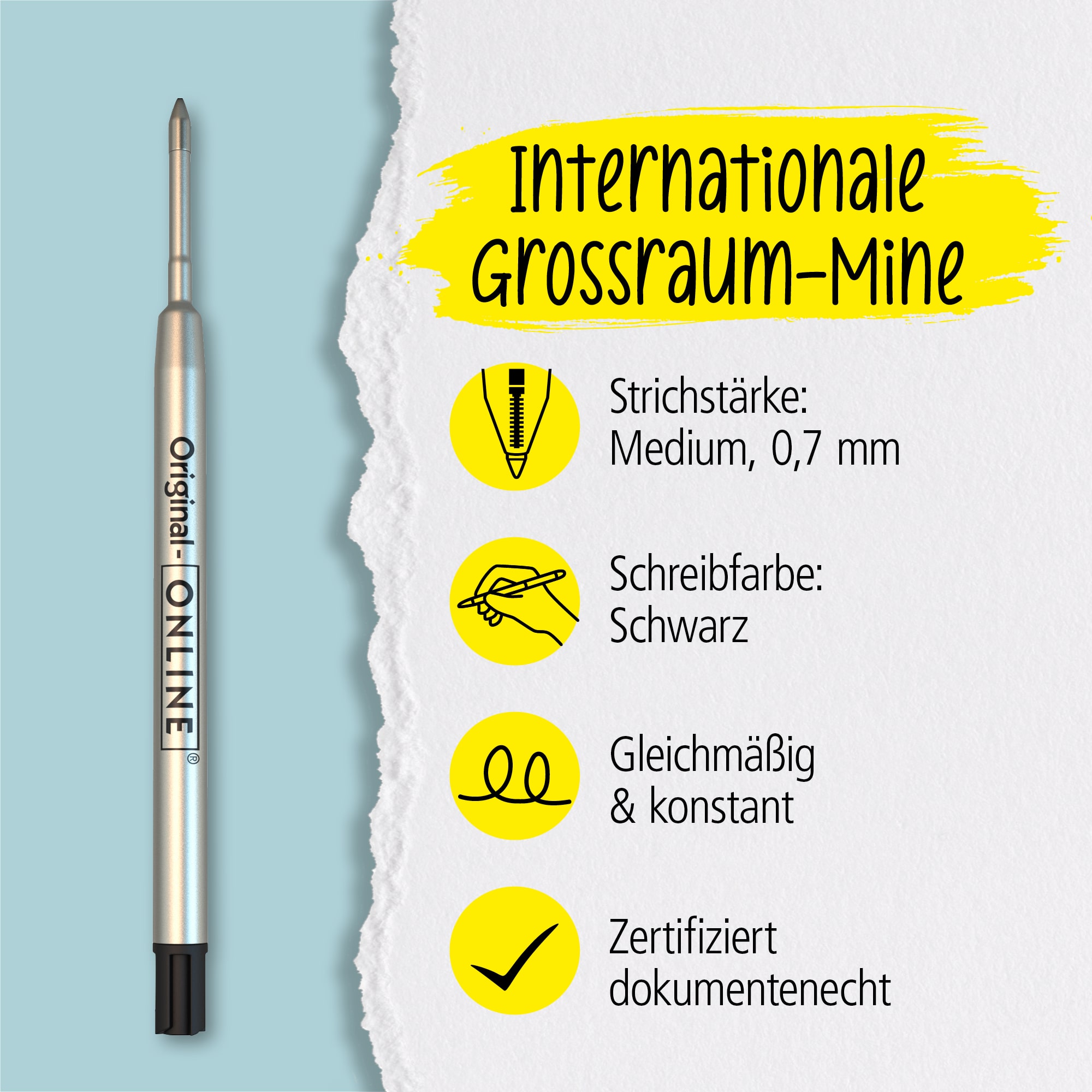 Kugelschreibermine - Internationale Großraummine M, Schwarz