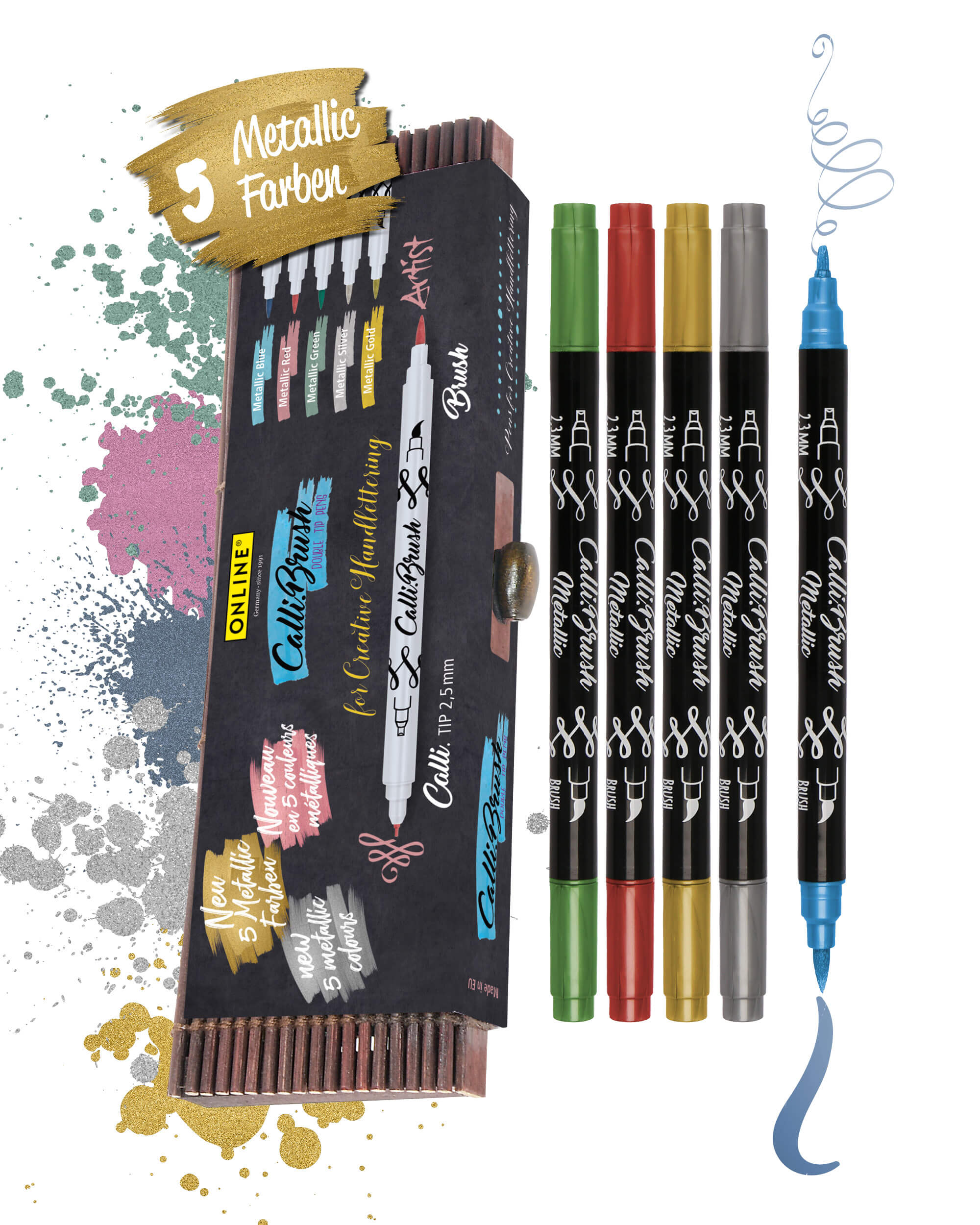 Calli.Brush Pens 5er Set  Metallic