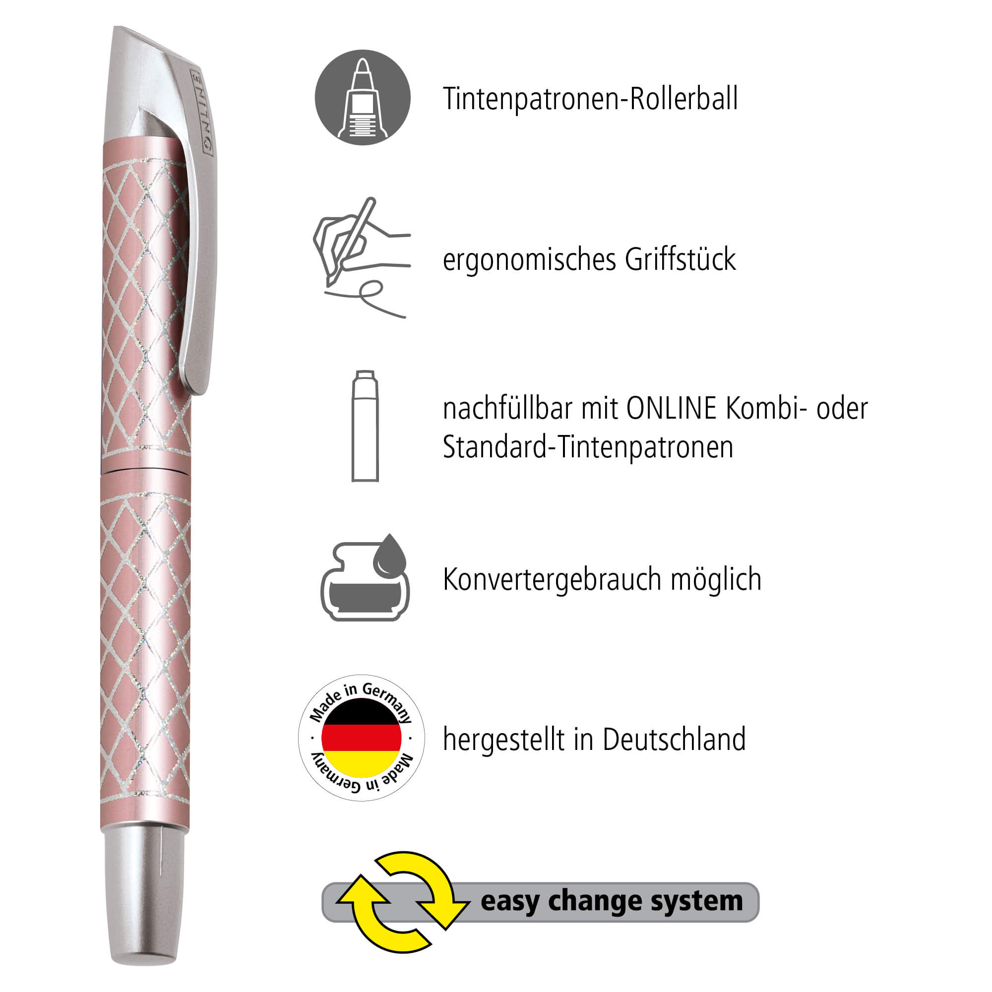 Tintenpatronen-Rollerball Campus Feel Diamond Rose