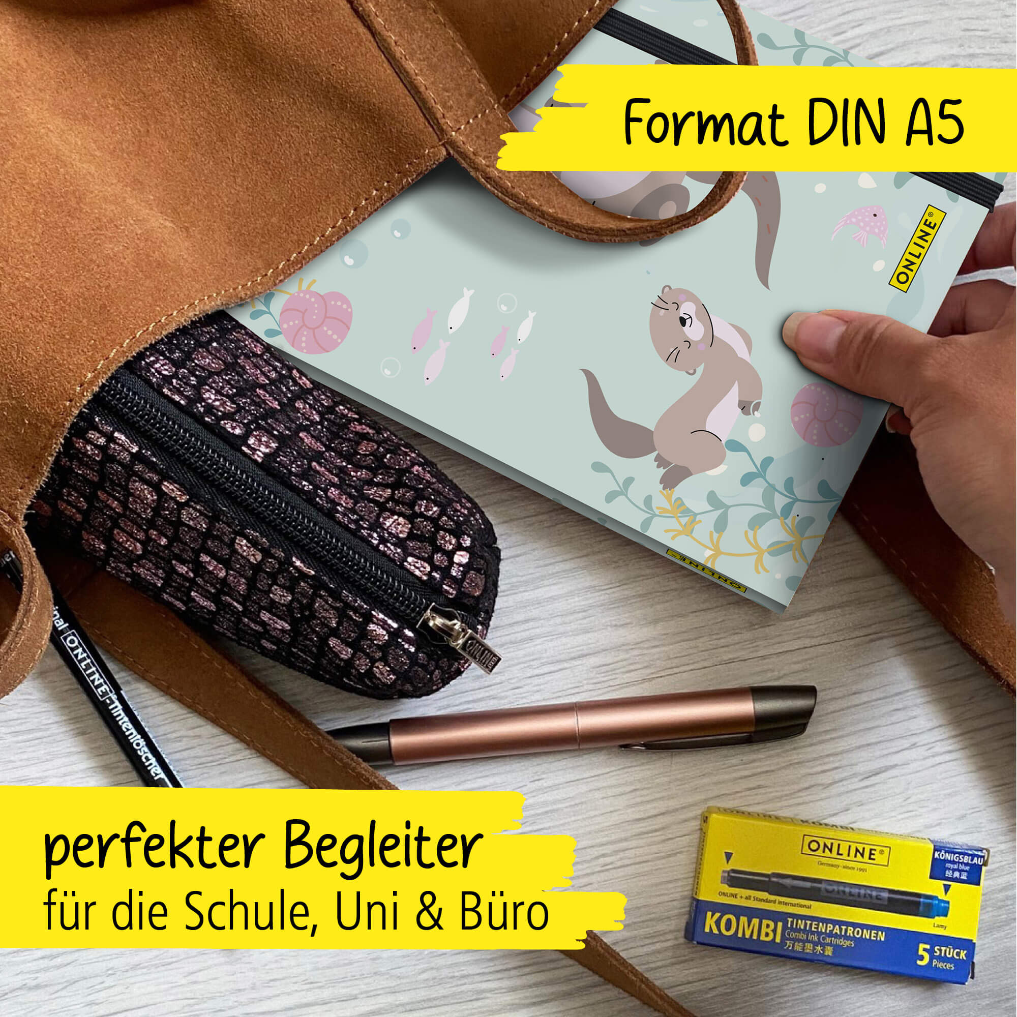Bullet Journal Otter, Dotted-Notizbuch mit Soft Cover, Gummiband, DIN A5, 120g/m² FSC Papier, 144 Seiten