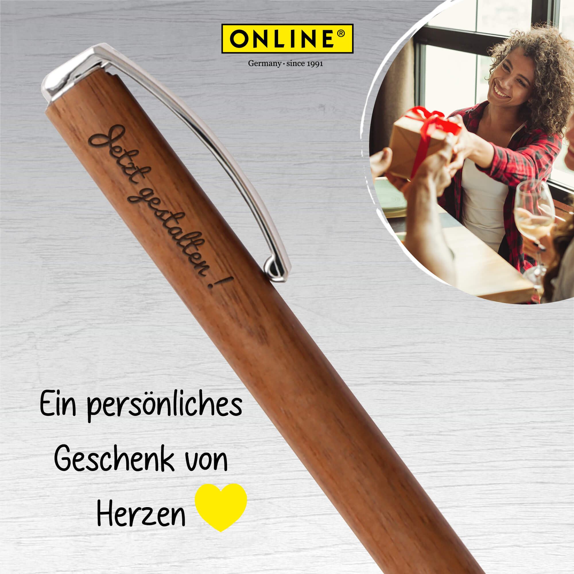 Kugelschreiber Vision Nature Walnut, mit Wunschgravur