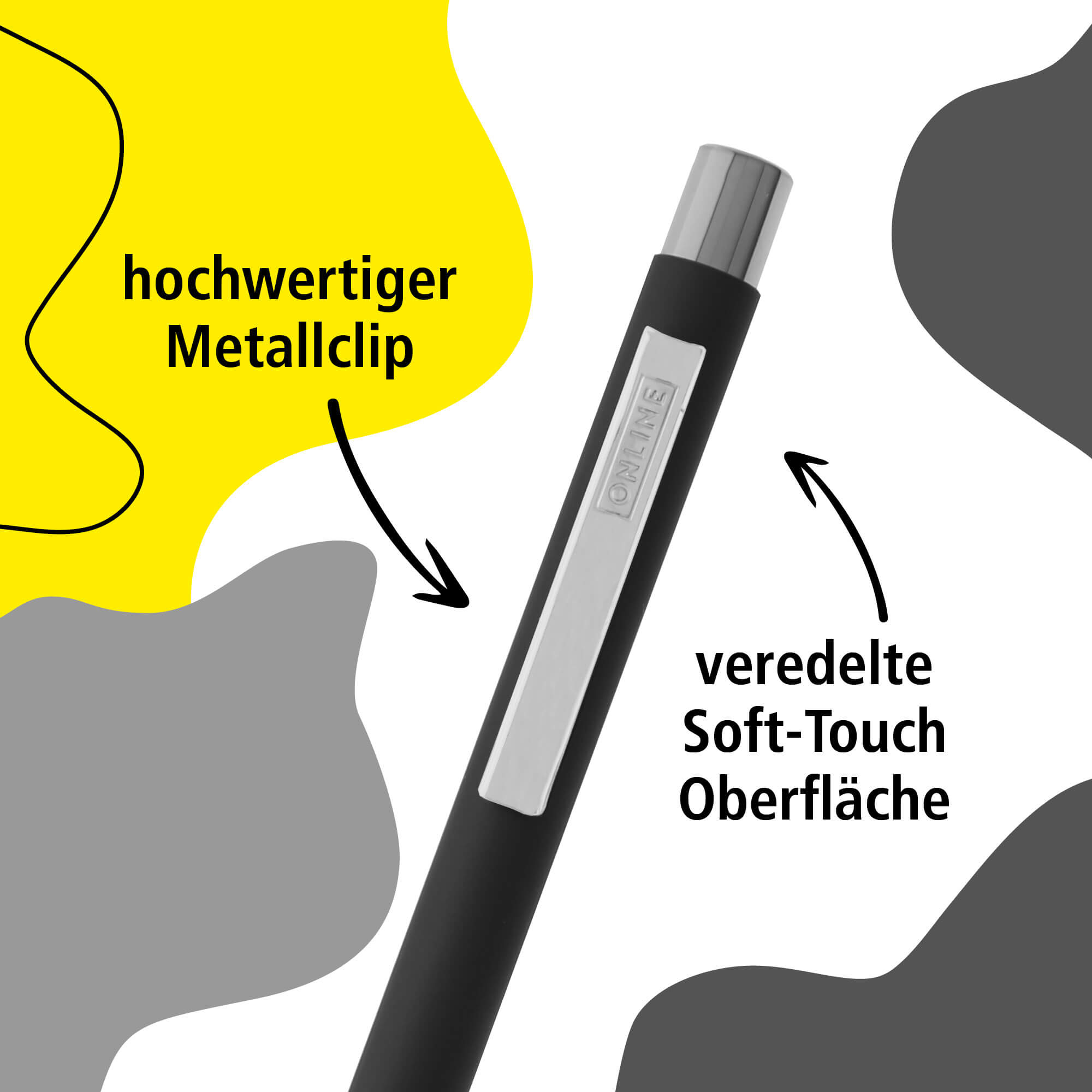 Druckkugelschreiber Soft Metal Pure Black