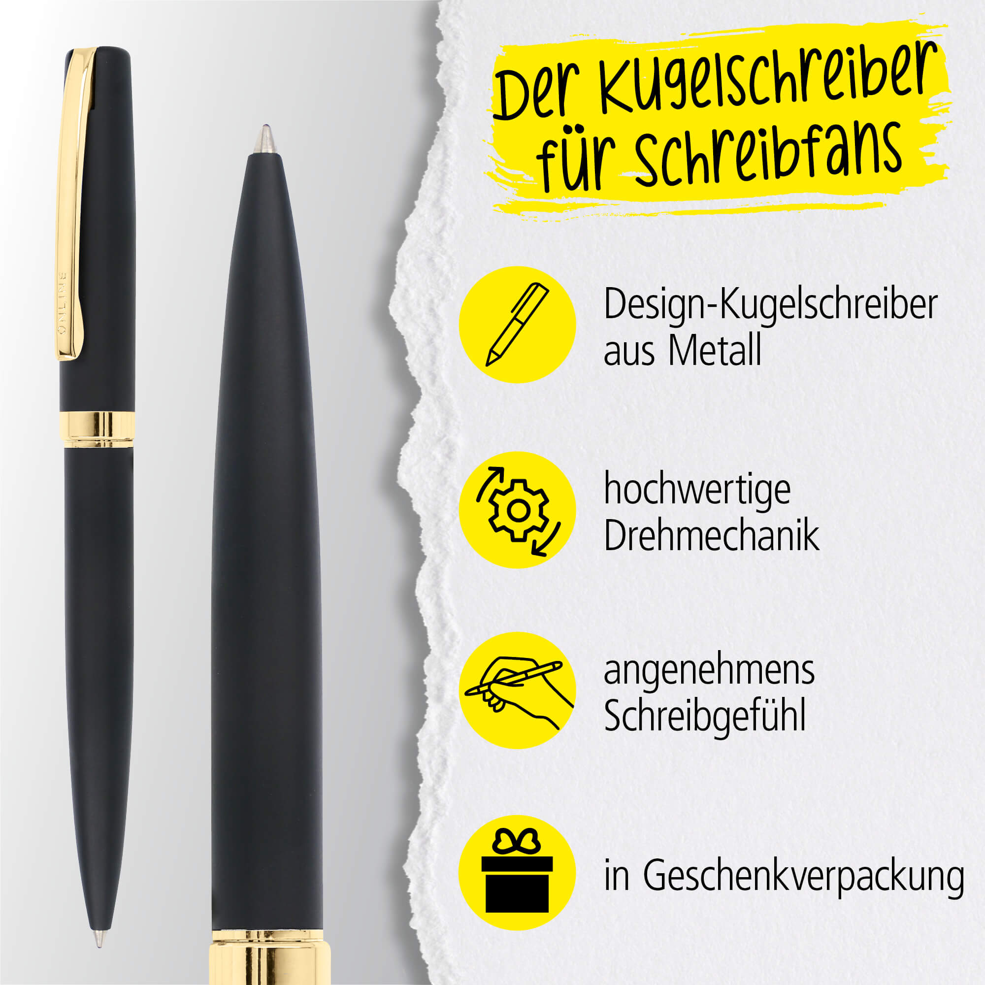 Kugelschreiber Eleganza Black Gold