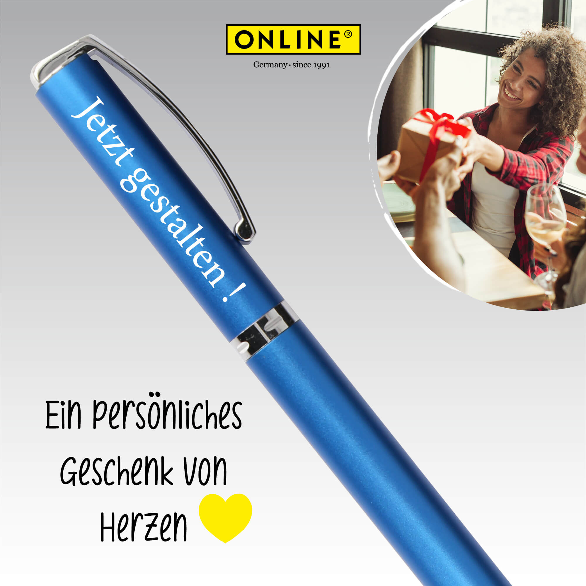 Füller Vision Ocean Blue (M), personalisiert mit Gravur