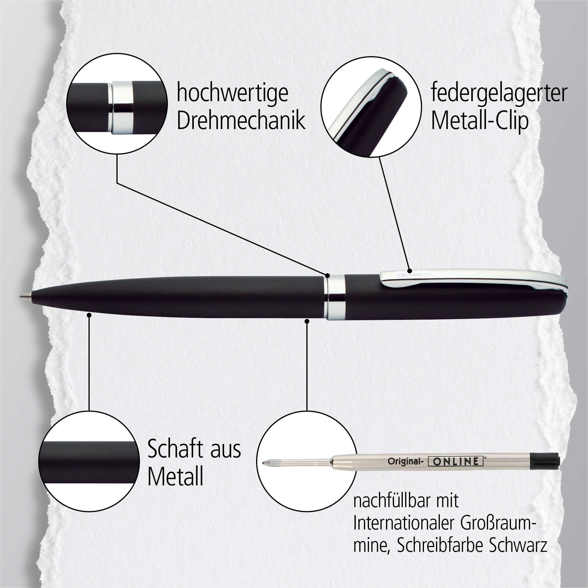 Drehkugelschreiber Eleganza Classic Black