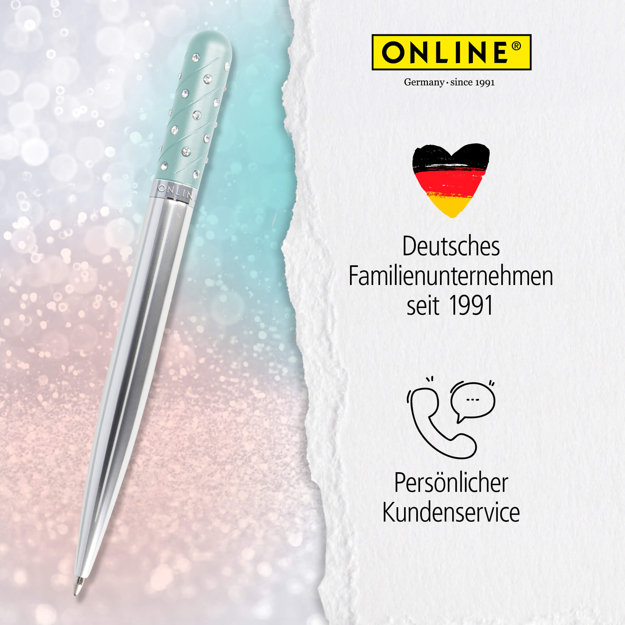 Kugelschreiber Crystal Pen Türkis, Metall, inkl. internationale Großraummine schwarzschreibend, in Geschenketui