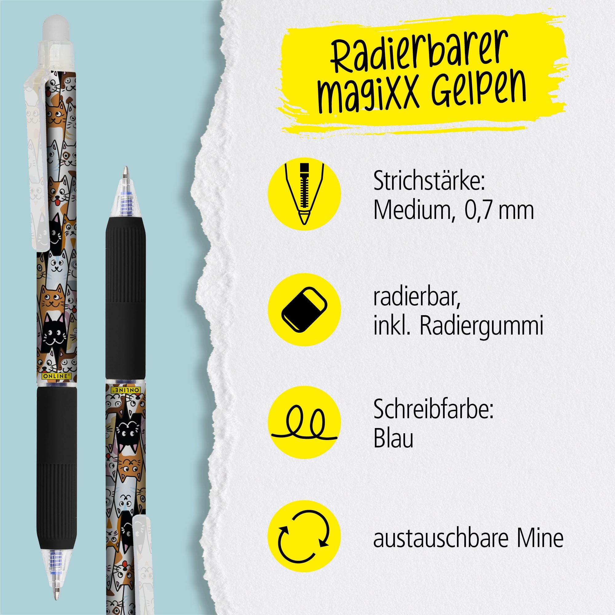 Radierbarer Gelpen ONLINE magiXX Design Fluffy Cats