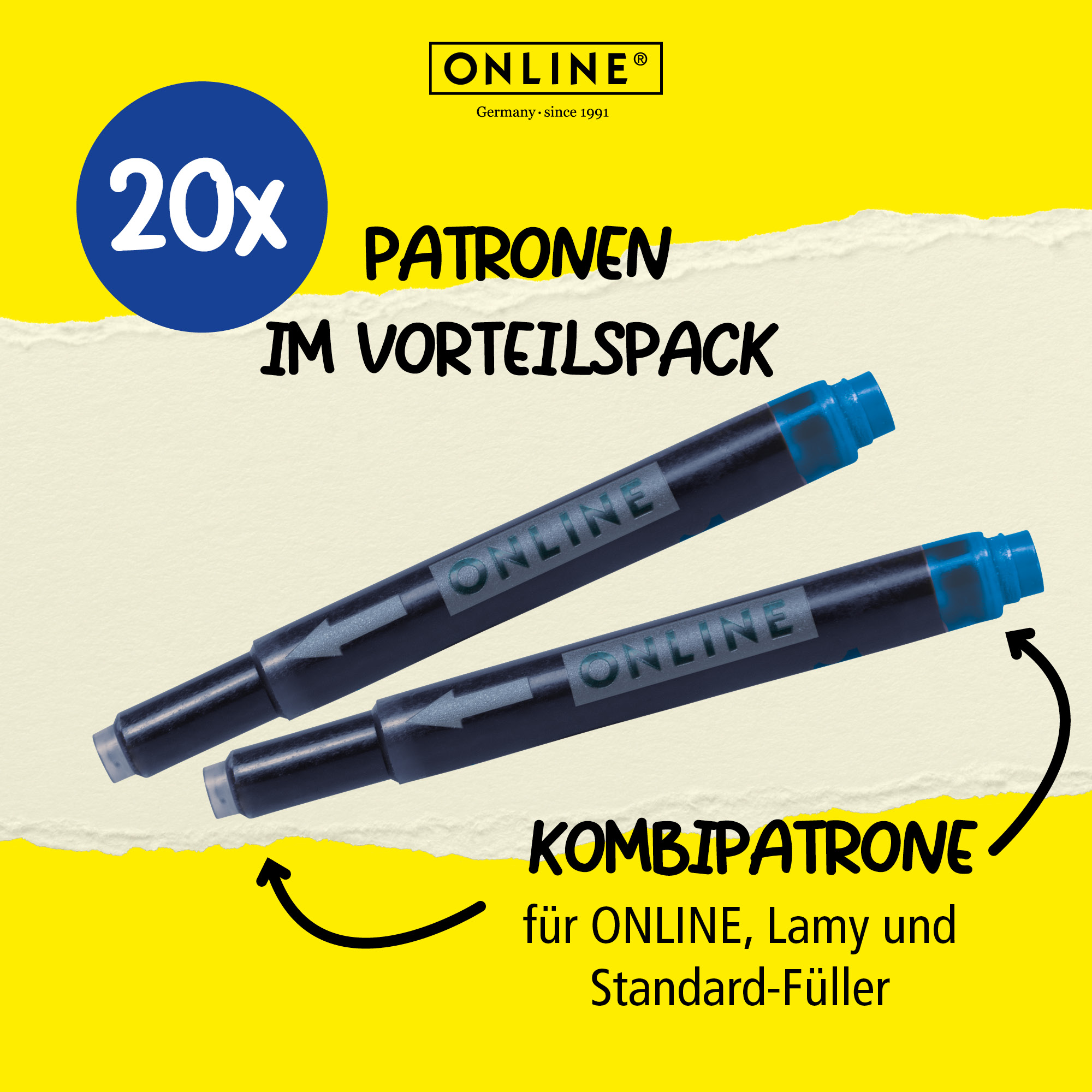 20x Kombi-Tintenpatronen blau inkl. Tintenlöscher im Set