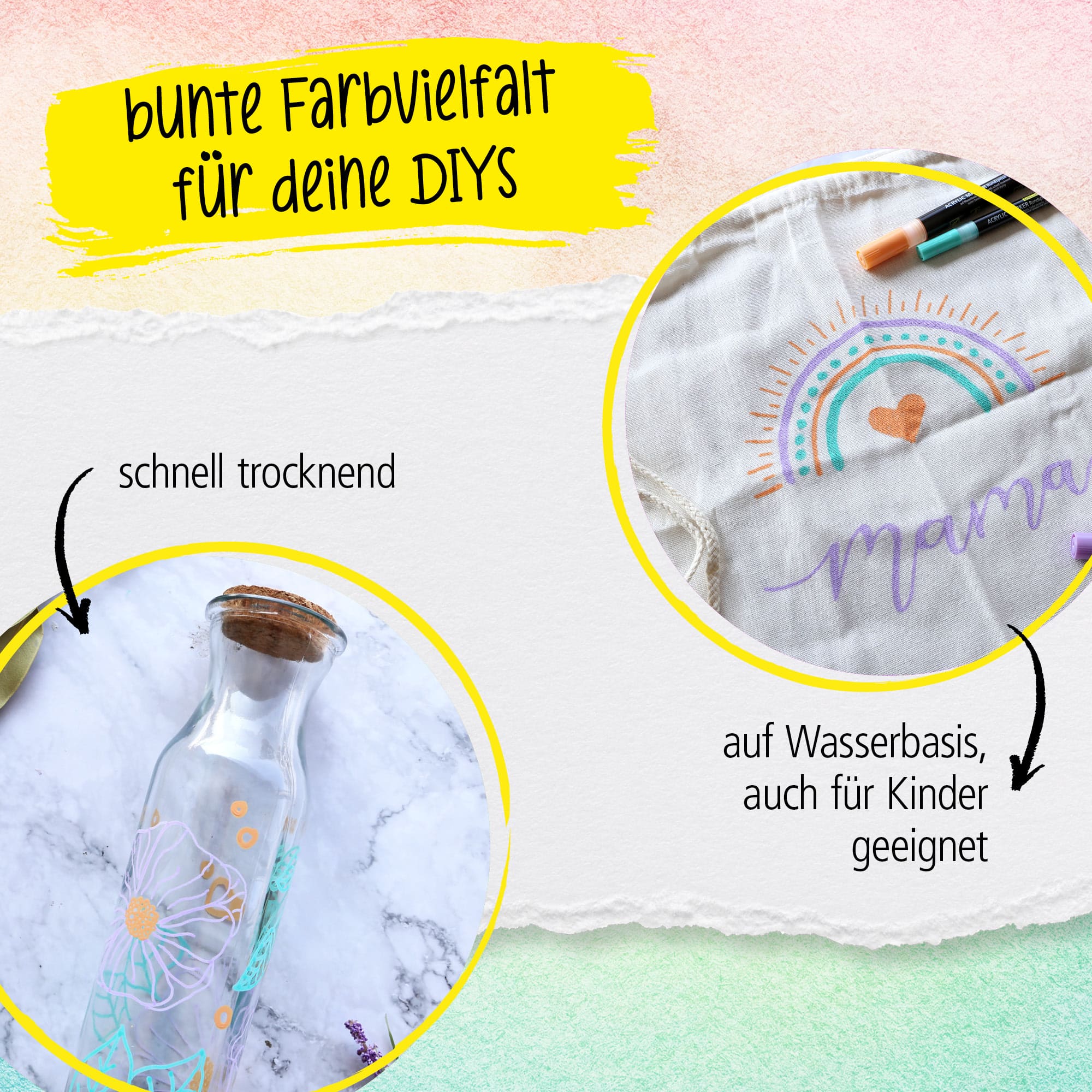 Pastell Lettering Set mit Acryl Marker, 6 Stifte