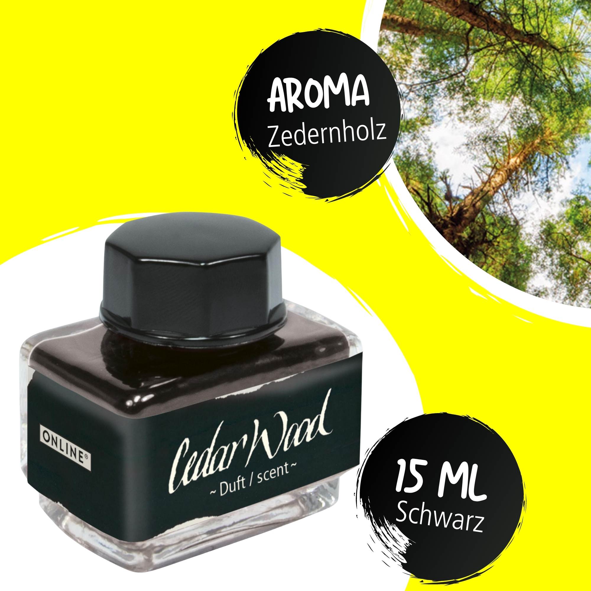Tinte der Sinne Schwarz 15 ml mit Duft - Aroma Zedernholz