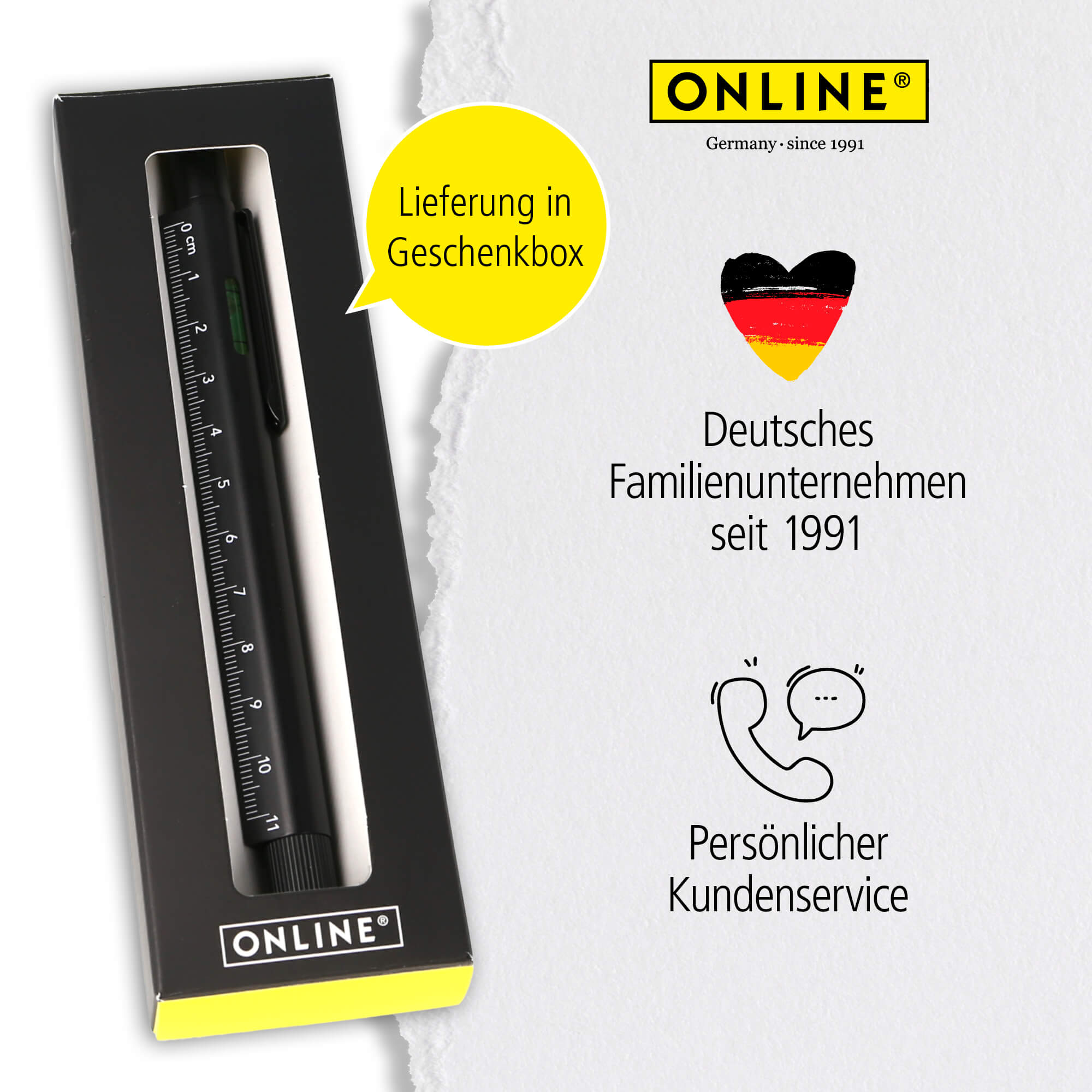 Multifunktionsstift 6-in-1, Kugelschreiber und Werkzeug Toolpen Schwarz