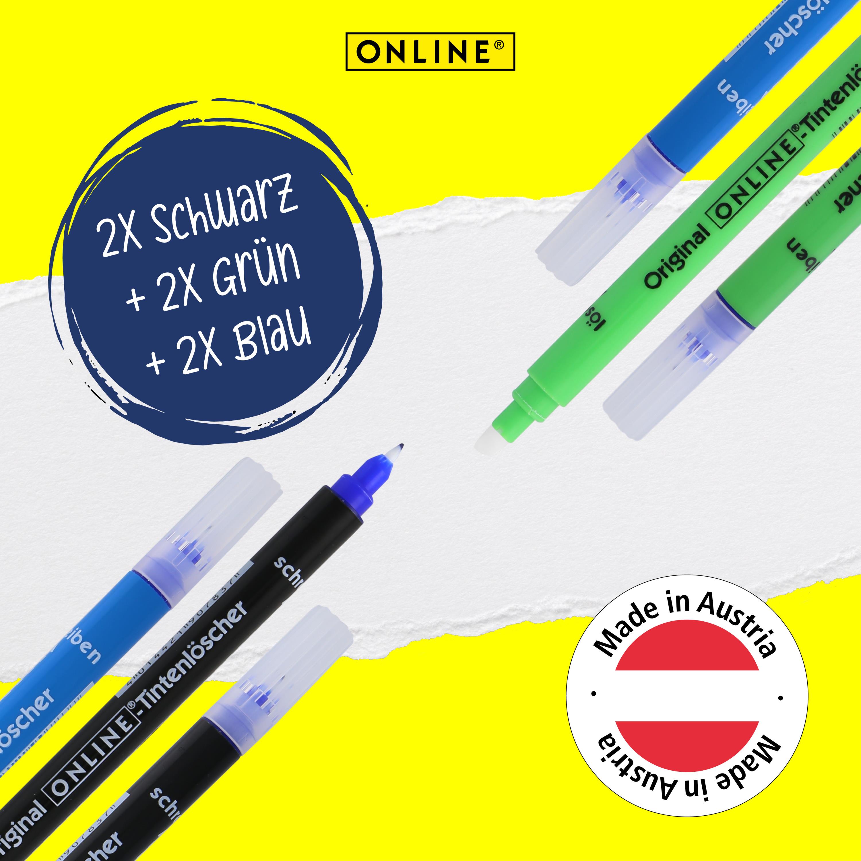 Vorteilspack Tintenlöscher, 6 Stück, Schwarz, Blau, Grün