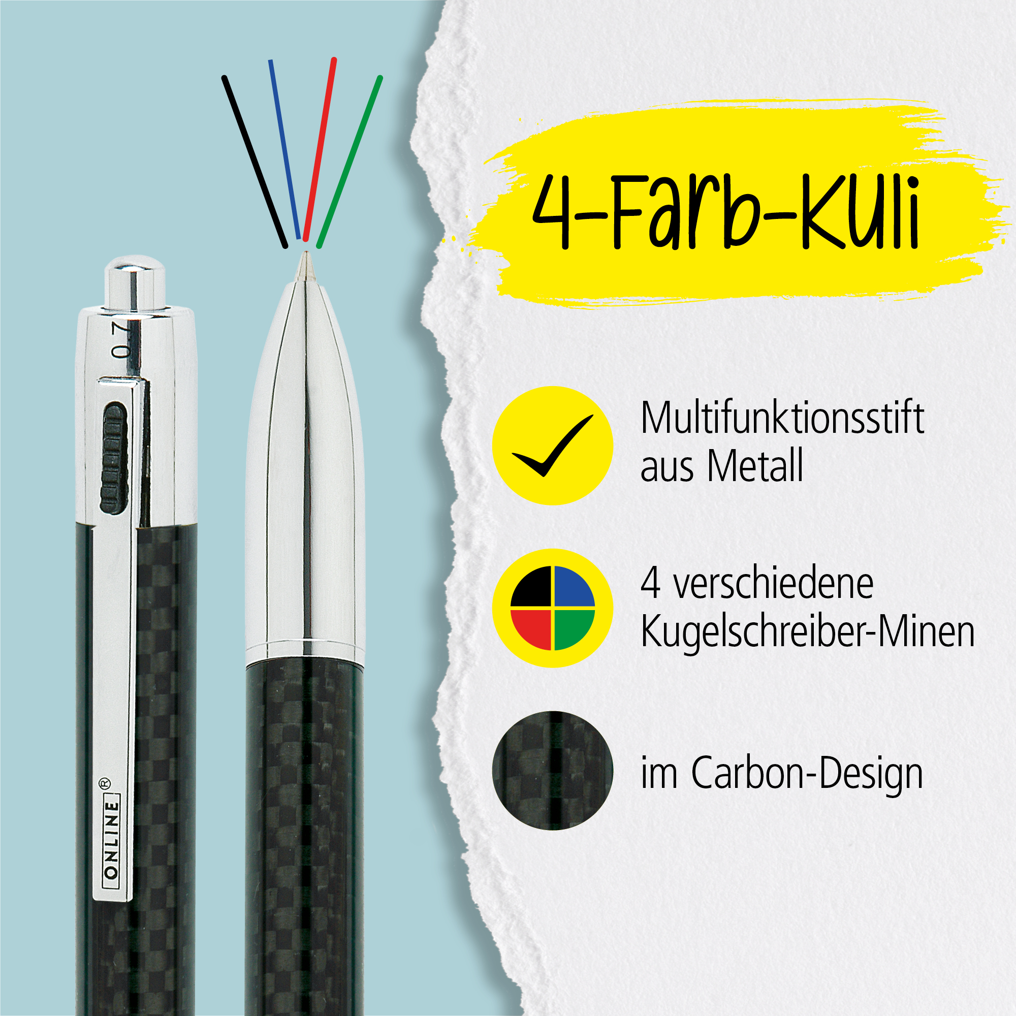 4-Farb-Kugelschreiber in Carbon Design