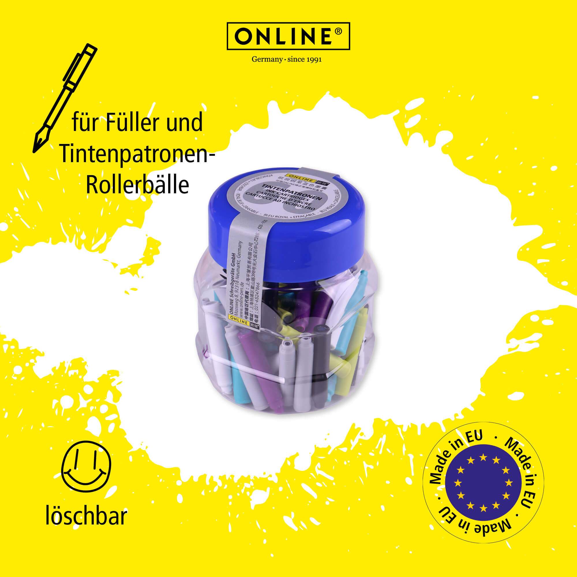 Standard-Tintenpatronen im 60er-Pack, im Tintenfass, Schreibfarbe Blau