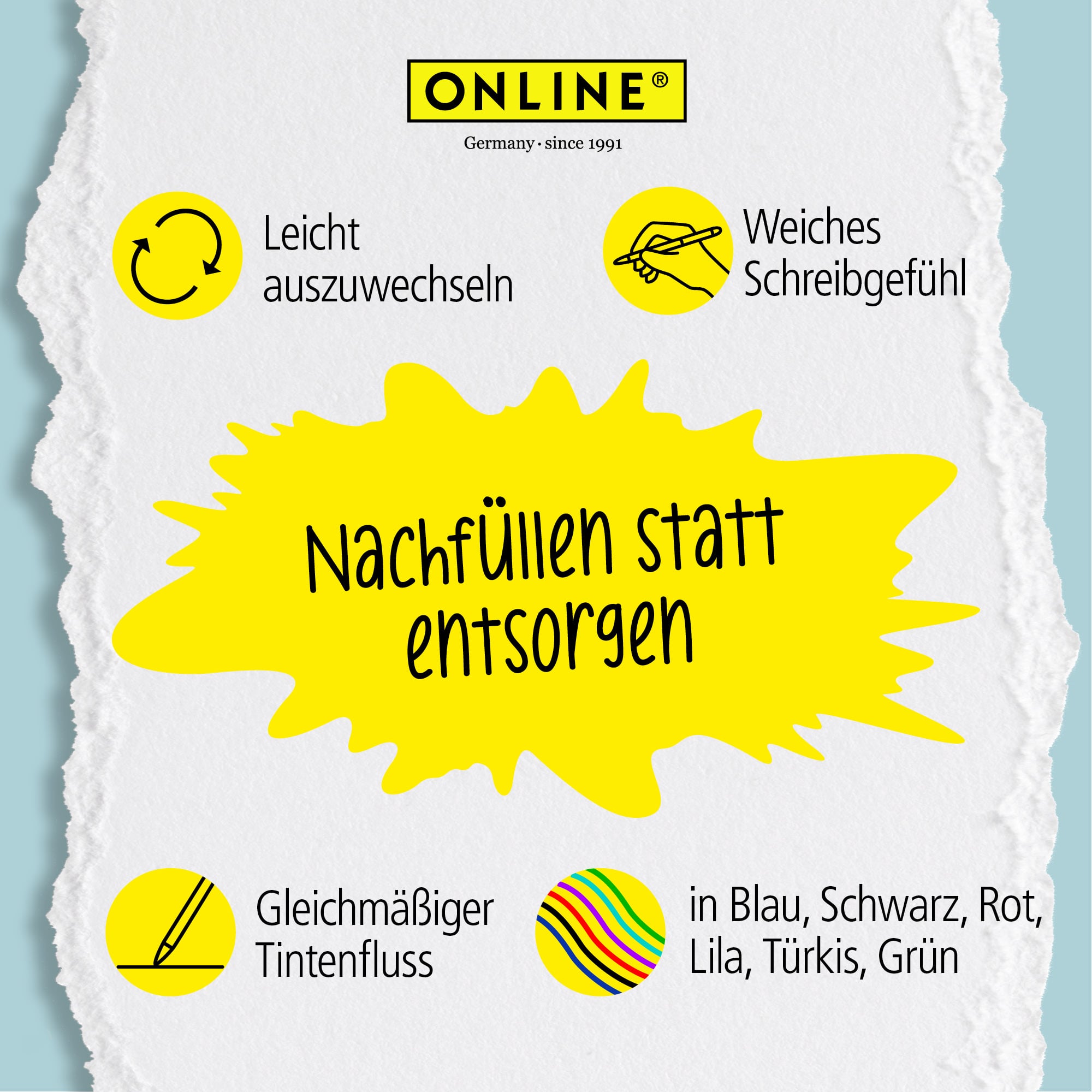 Radierbare Ersatzminen für ONLINE magiXX Gelschreiber - 0,7 mm blau