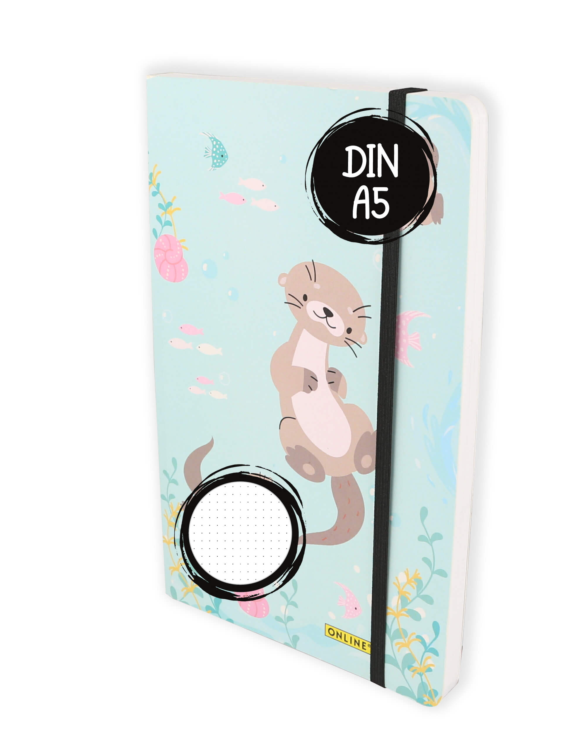 Bullet Journal Otter, Dotted-Notizbuch mit Soft Cover, Gummiband, DIN A5, 120g/m² FSC Papier, 144 Seiten