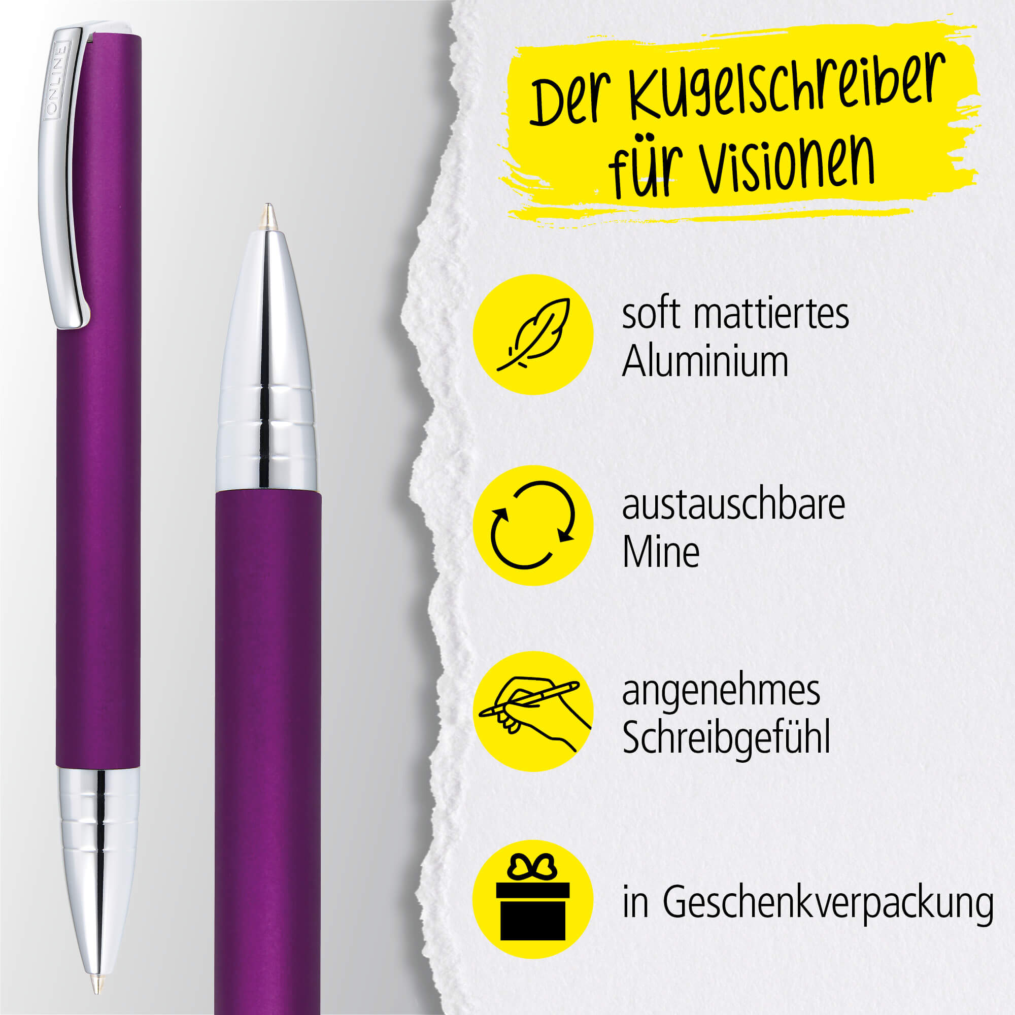 Kugelschreiber Vision Purple, mit Wunschgravur