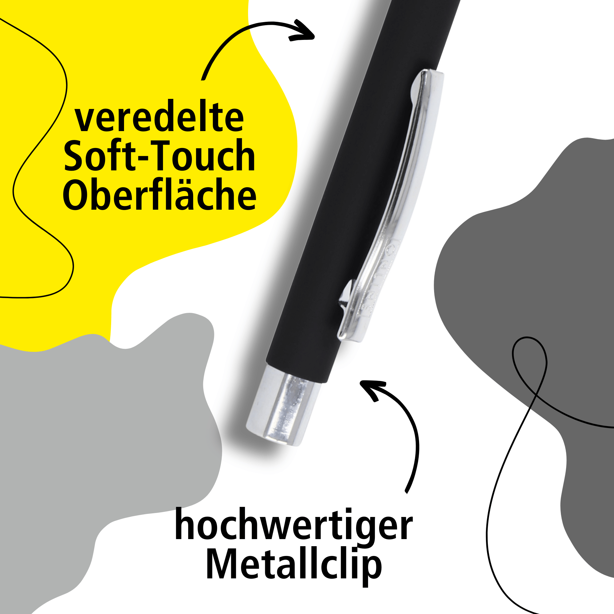 Kugelschreiber Soft Metal Classic Black, personalisiert mit Gravur
