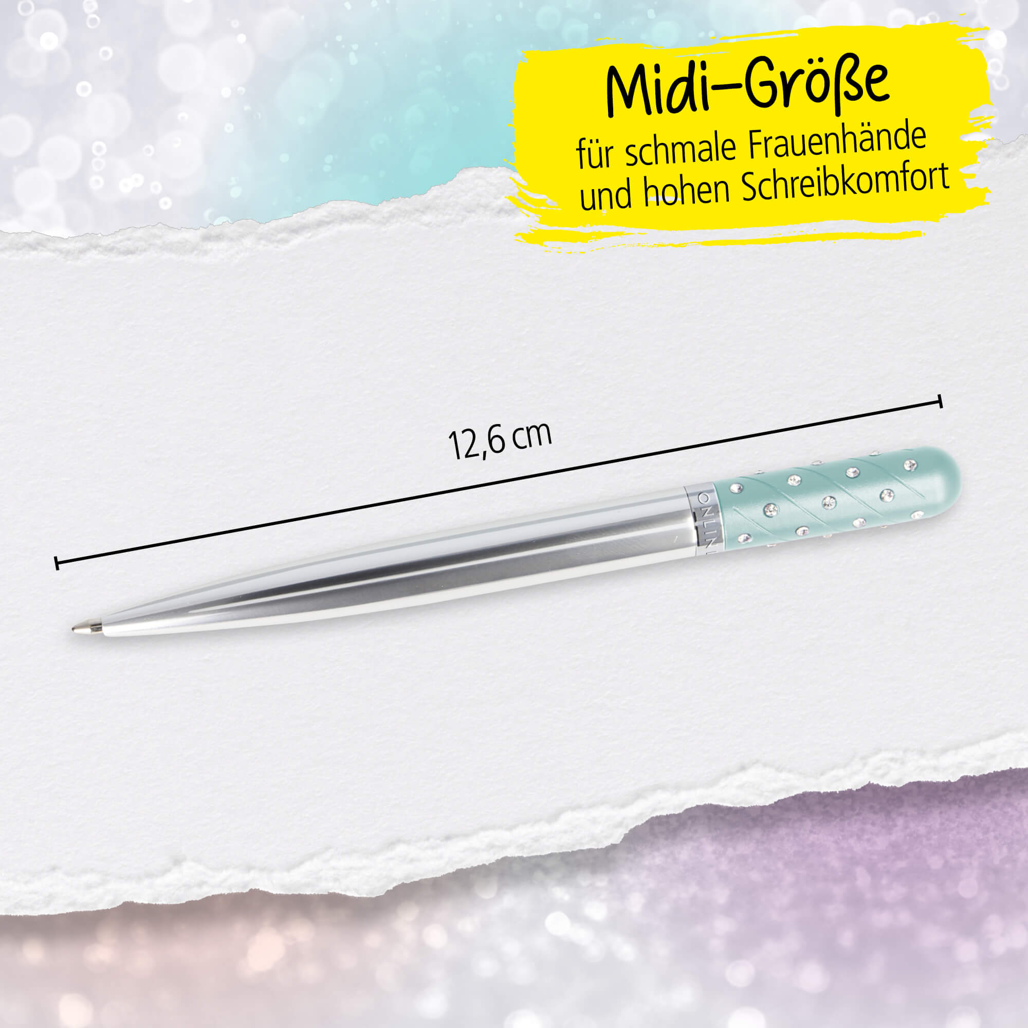Kugelschreiber Crystal Pen Türkis, Metall, inkl. internationale Großraummine schwarzschreibend, in Geschenketui