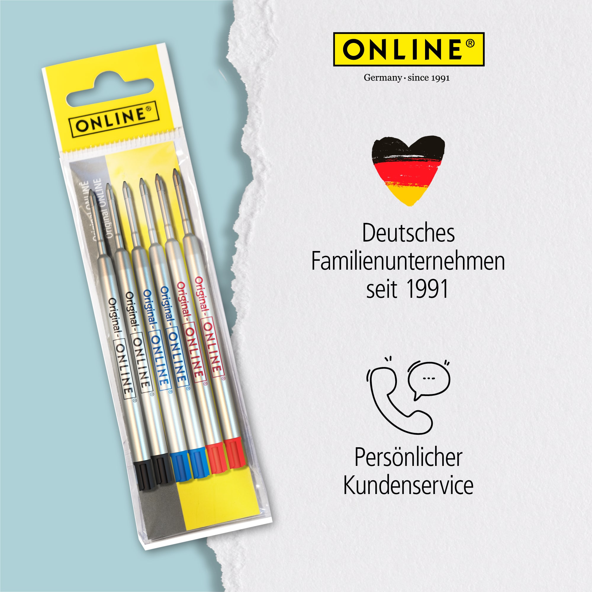 Internationale Großraumminen Set, 6 Stück (schwarz, blau, rot)