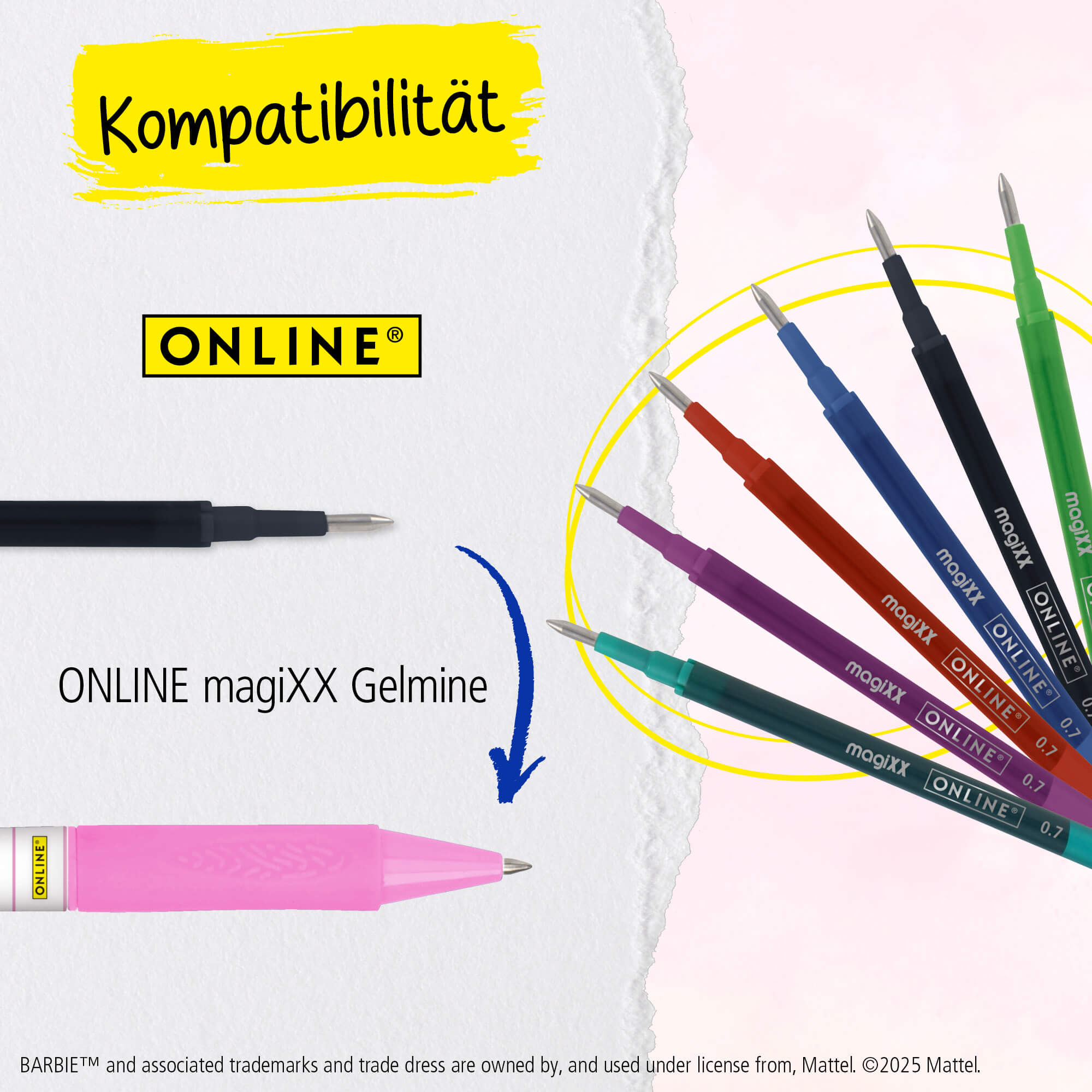 Radierbare Gelschreiber ONLINE magiXX Fun Barbie Edition, 6er-Pack, limitierte Kollektion