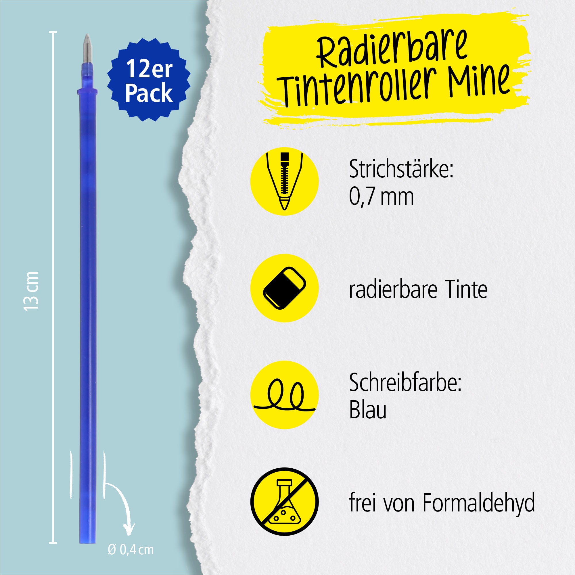 Ersatzminen für radierbare Legami Gelstifte, Blau, 12 Stück XL-Set