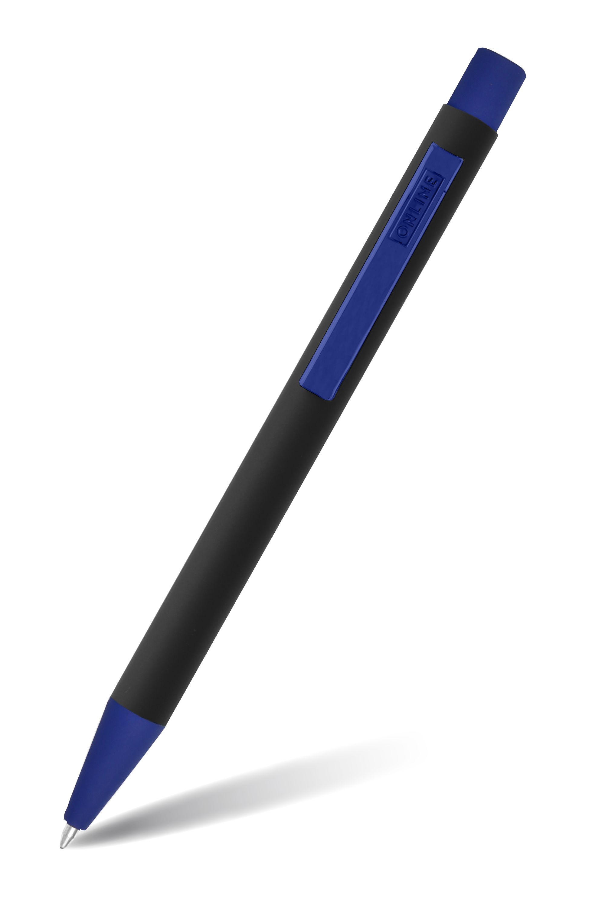 Druckkugelschreiber Soft Metal Black & Blue