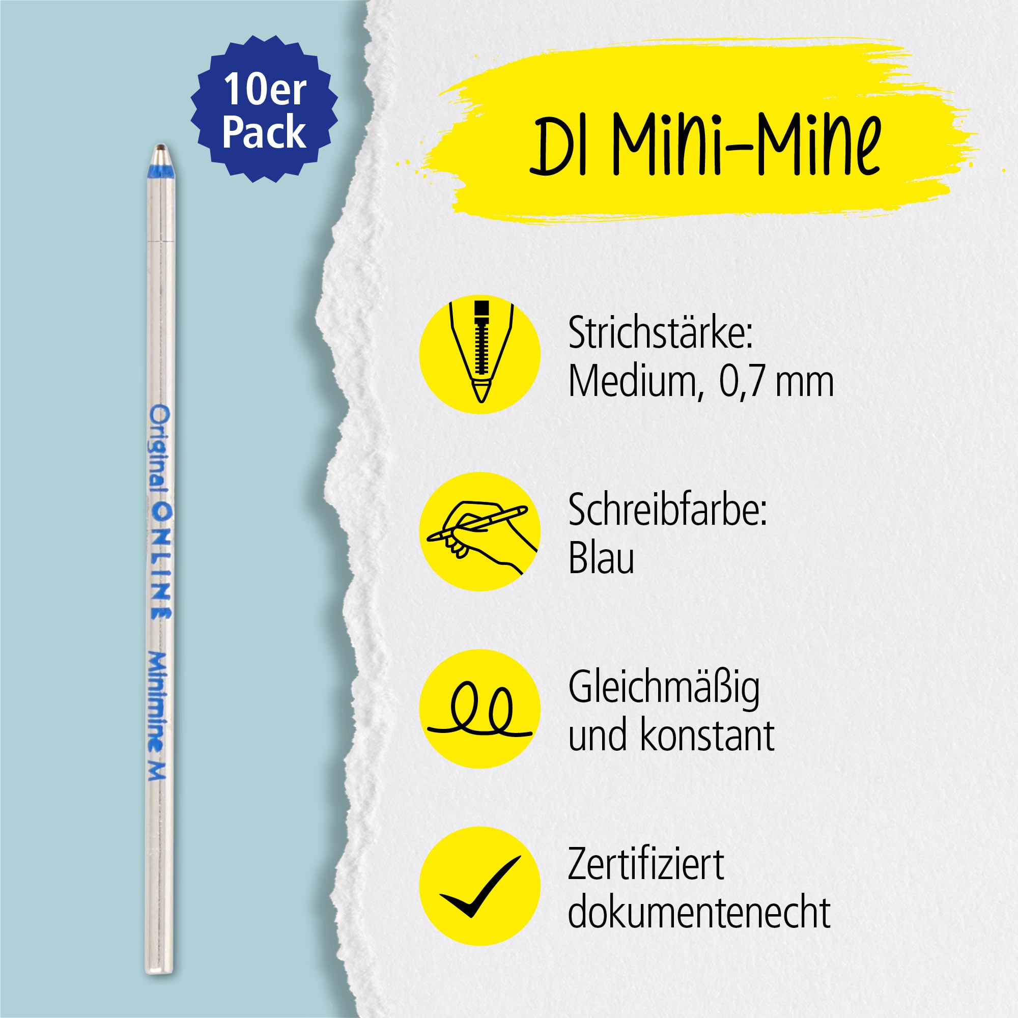 Kugelschreiberminen-Set D1 10 Stück, Blau