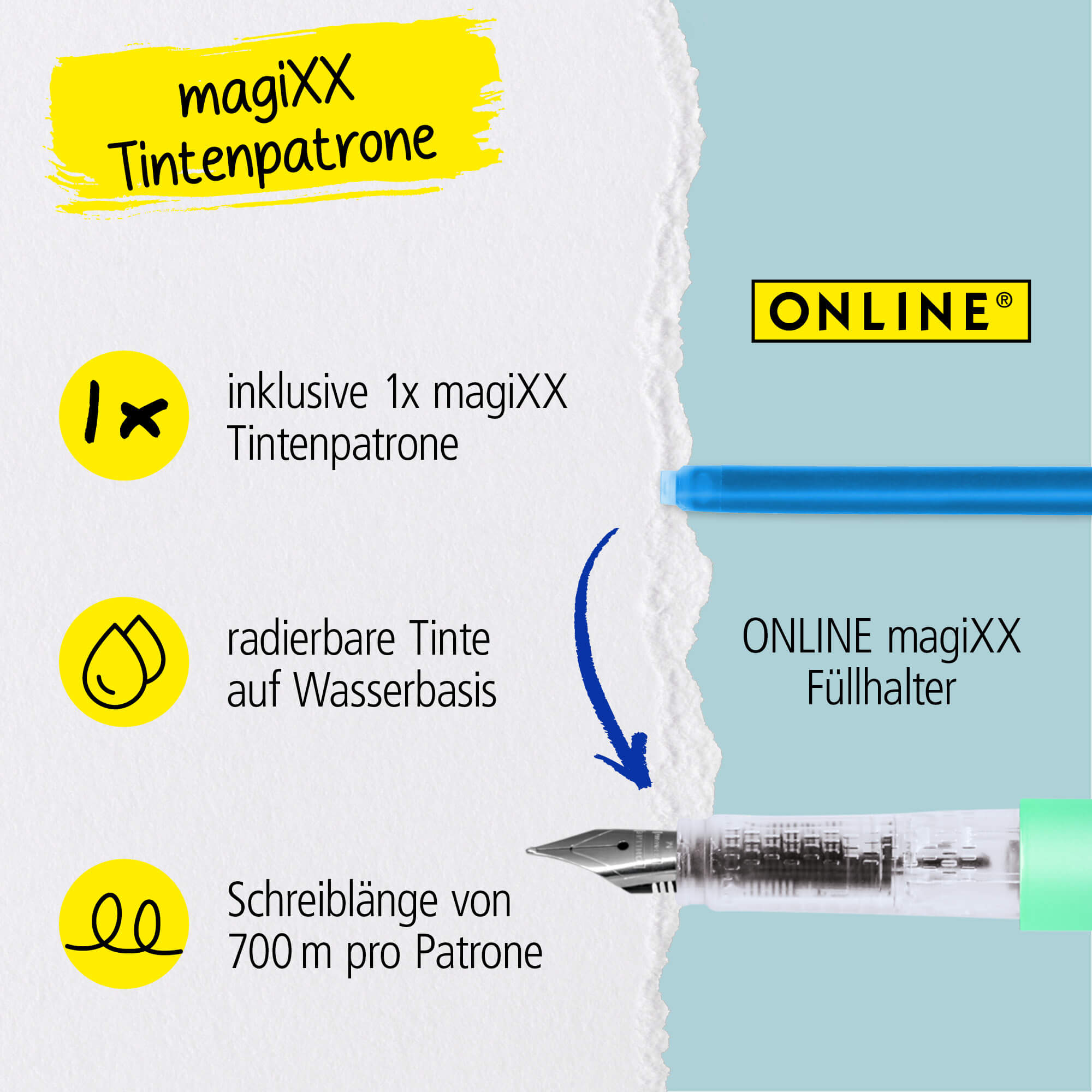 Radierbarer Füller ONLINE magiXX Turquoise Dream