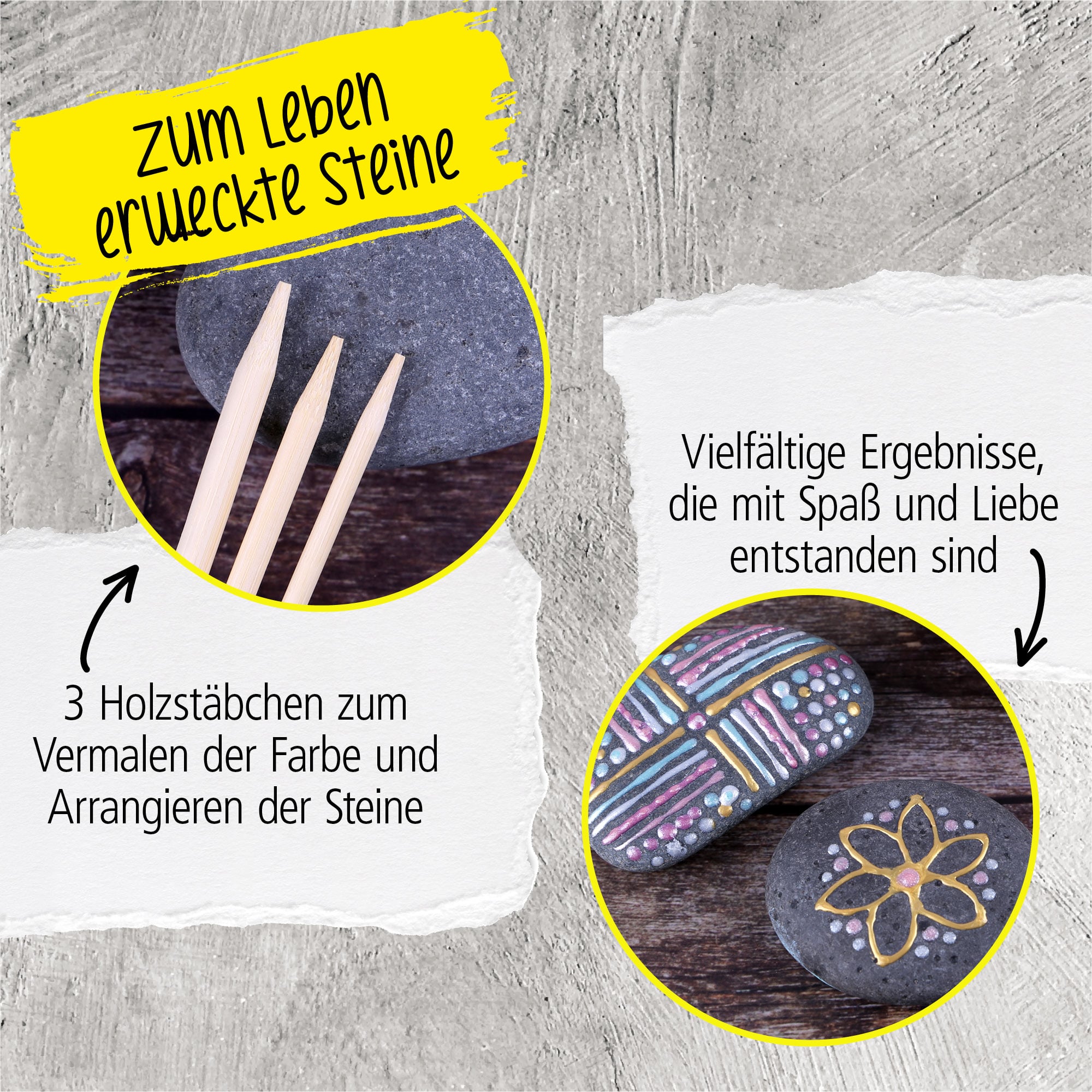 Steine Bemalen Kreativ-Set für Kinder, inkl. Steine und Farbe