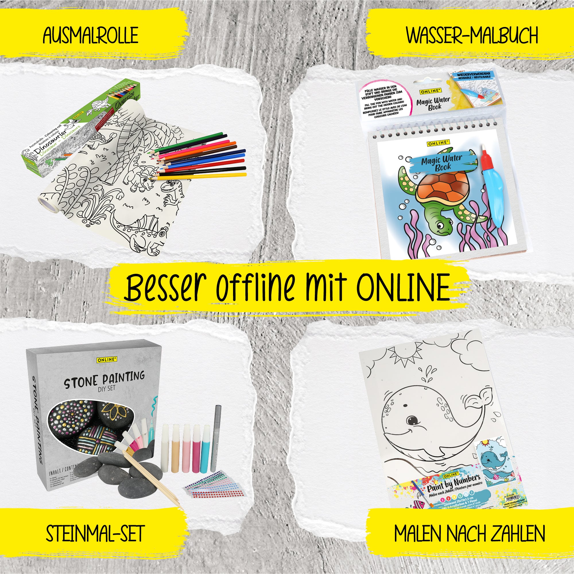 Steine Bemalen Kreativ-Set für Kinder, inkl. Steine und Farbe