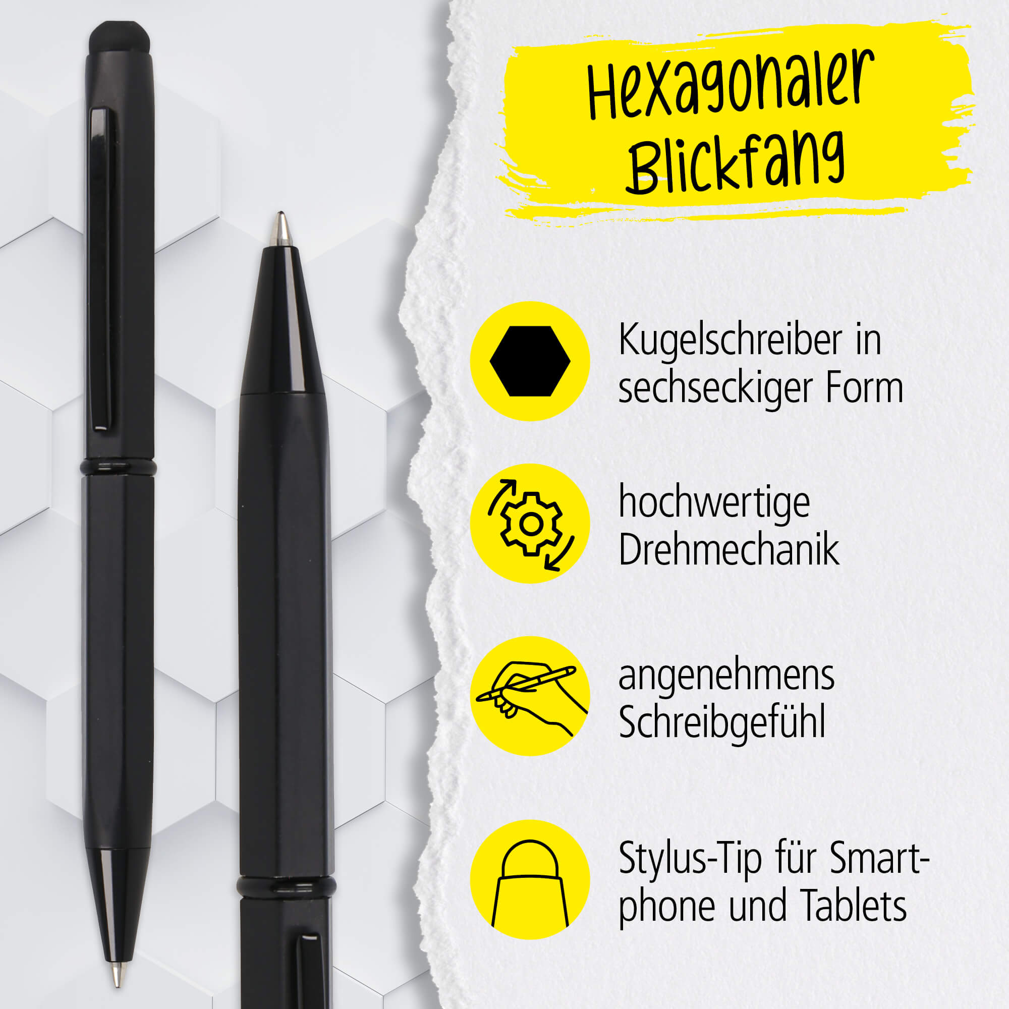 Kugelschreiber Hexagon Stylus Black