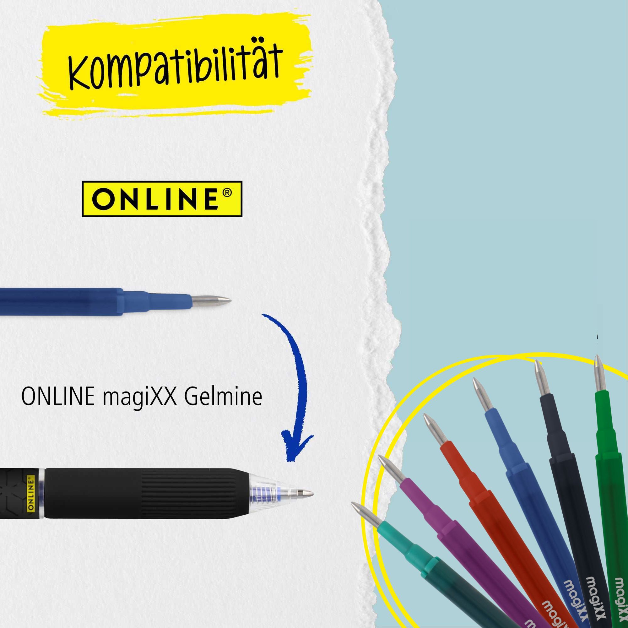 3x Radierbare Gelpens ONLINE magiXX Design Boys, Gelschreiber blau