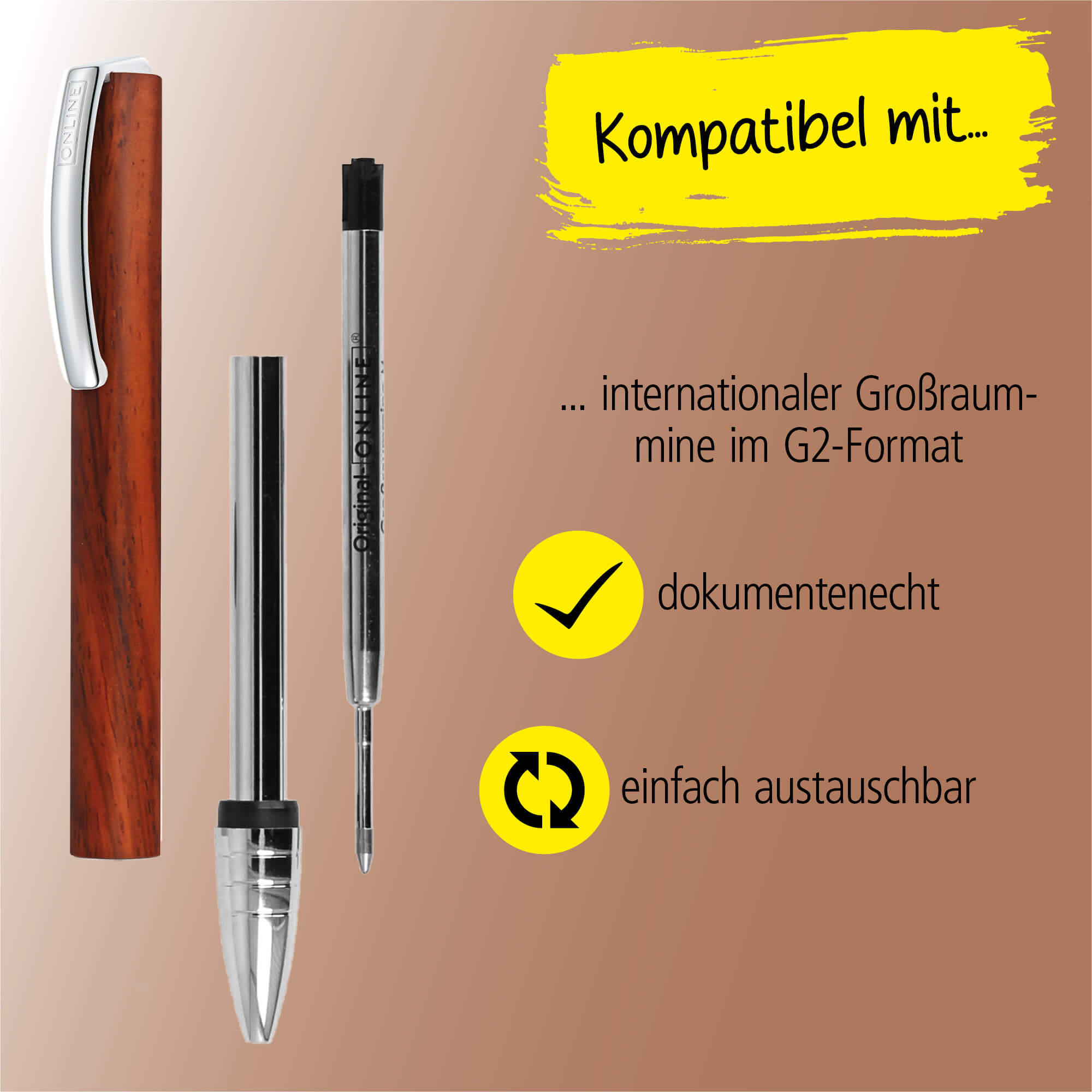 Kugelschreiber Vision Nature Rosewood, mit Wunschgravur