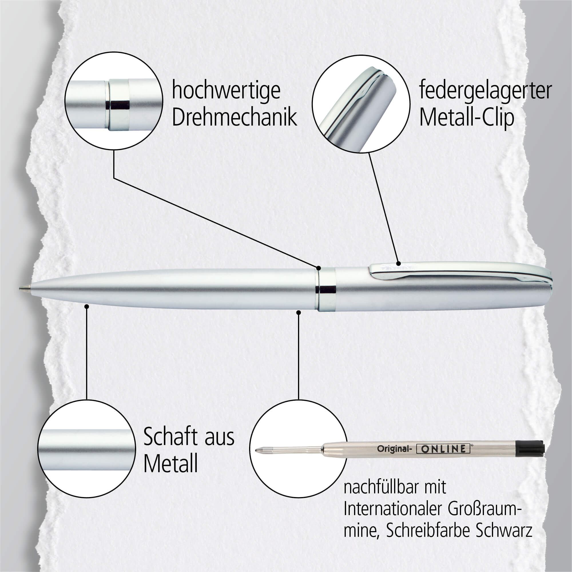 Drehkugelschreiber Eleganza Classic Silver