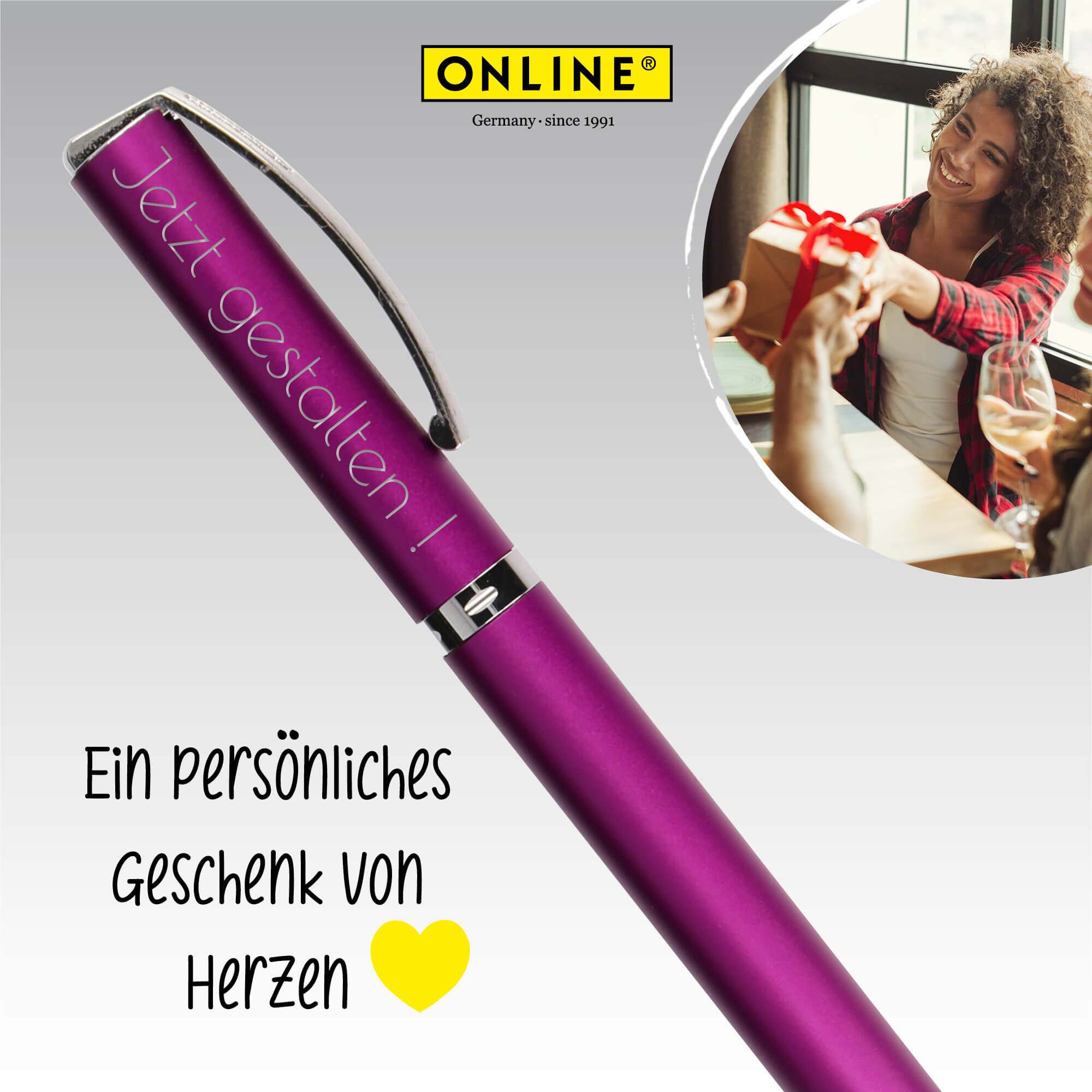 Füller Vision Purple (M), personalisiert mit Gravur