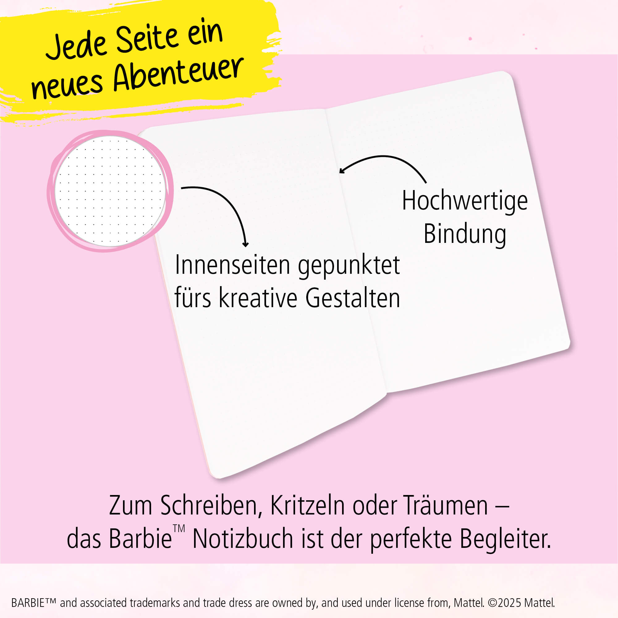 Bullet Journal Barbie 2er Pack, Notizbuch mit Soft-Cover, DIN A5, 120g/m² FSC Papier, 144 Seiten