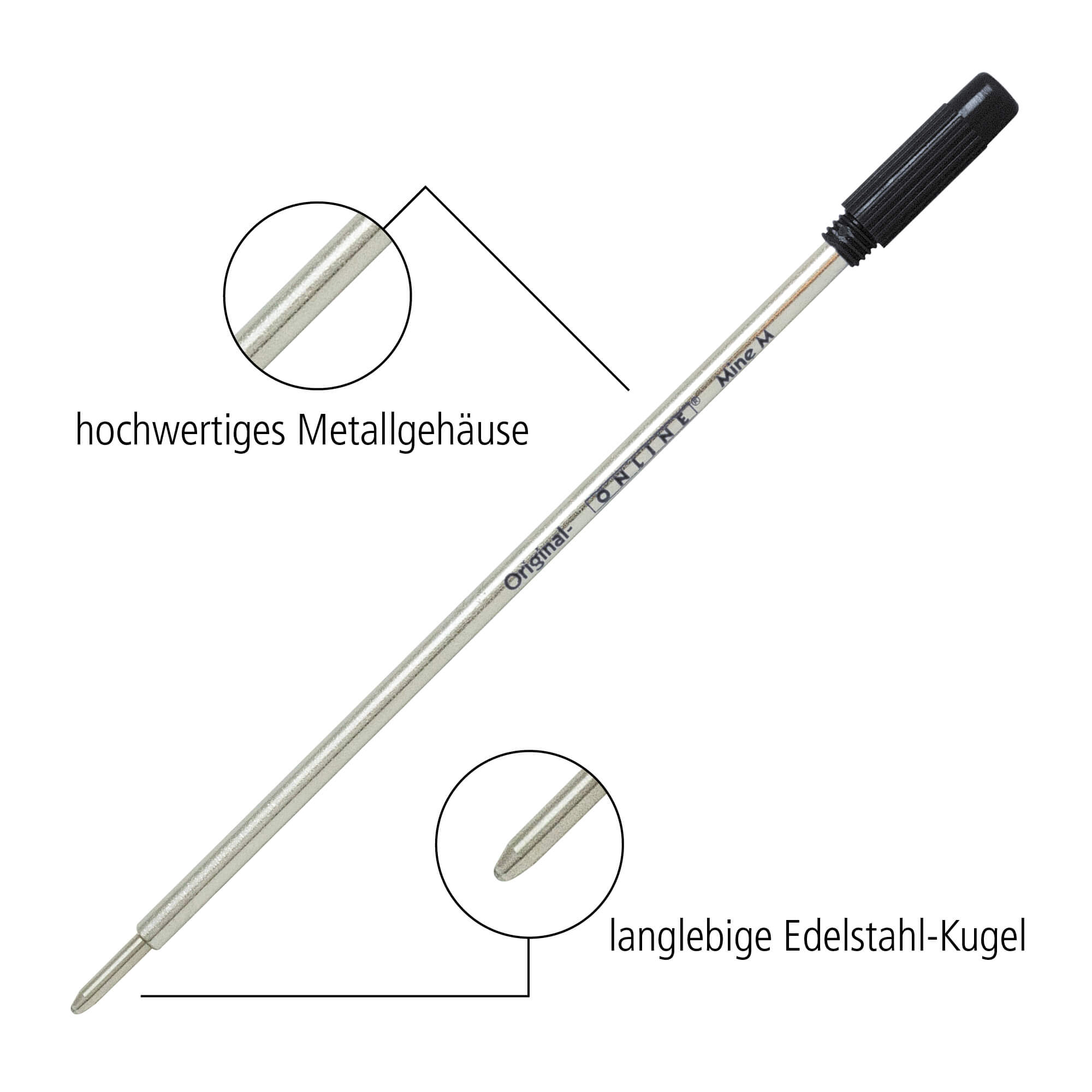 Internationale Kugelschreibermine M, Schwarz