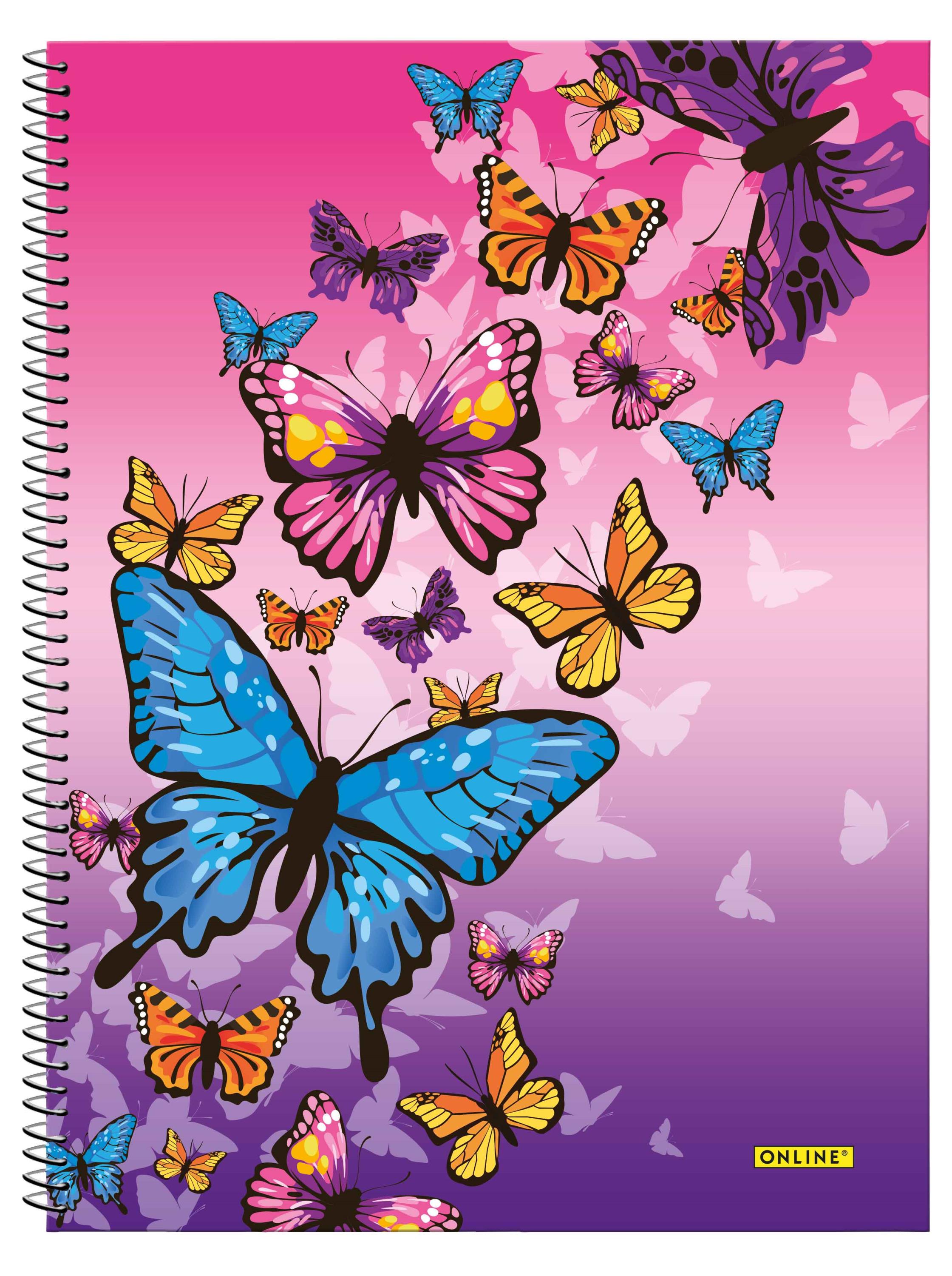 Collegeblock, DIN A4, kariert, 80 Blatt, Butterfly