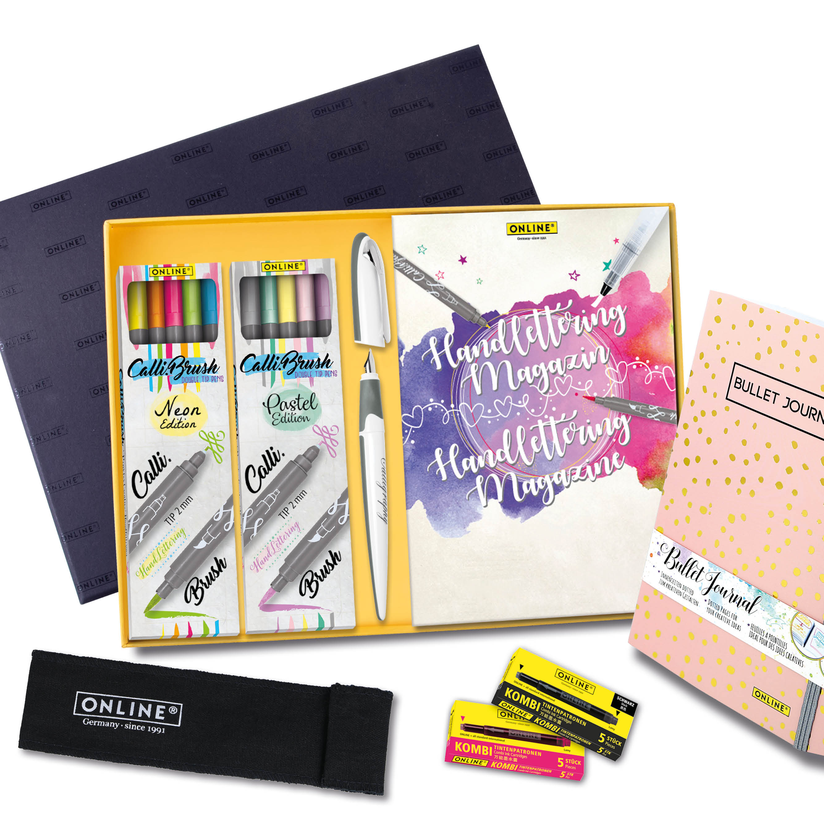 Handlettering Set All-In-One mit Brush Pens, Füller und Notizbuch